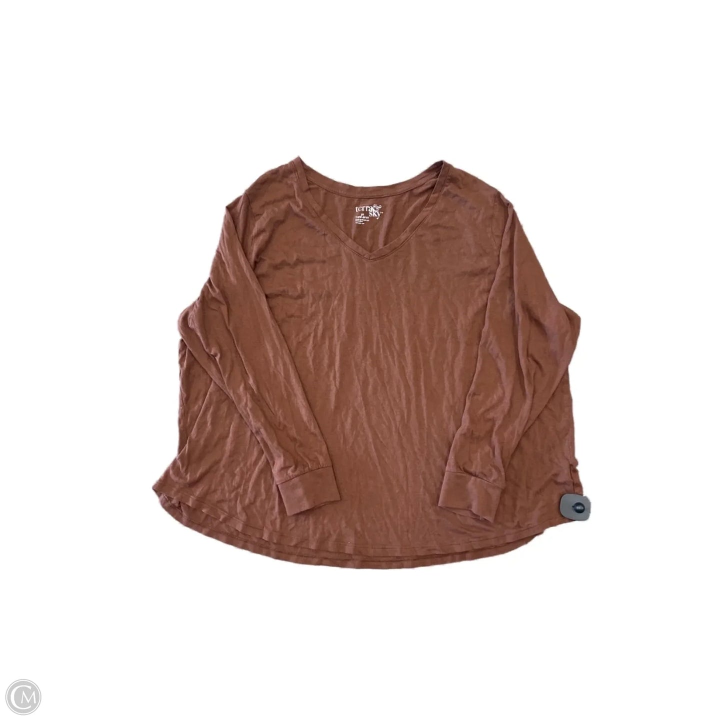 Top Long Sleeve Basic By Terra & Sky In Brown, Size: 3x