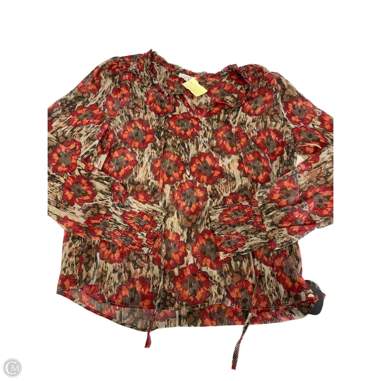 Top Long Sleeve By Mystree In Floral Print, Size: L