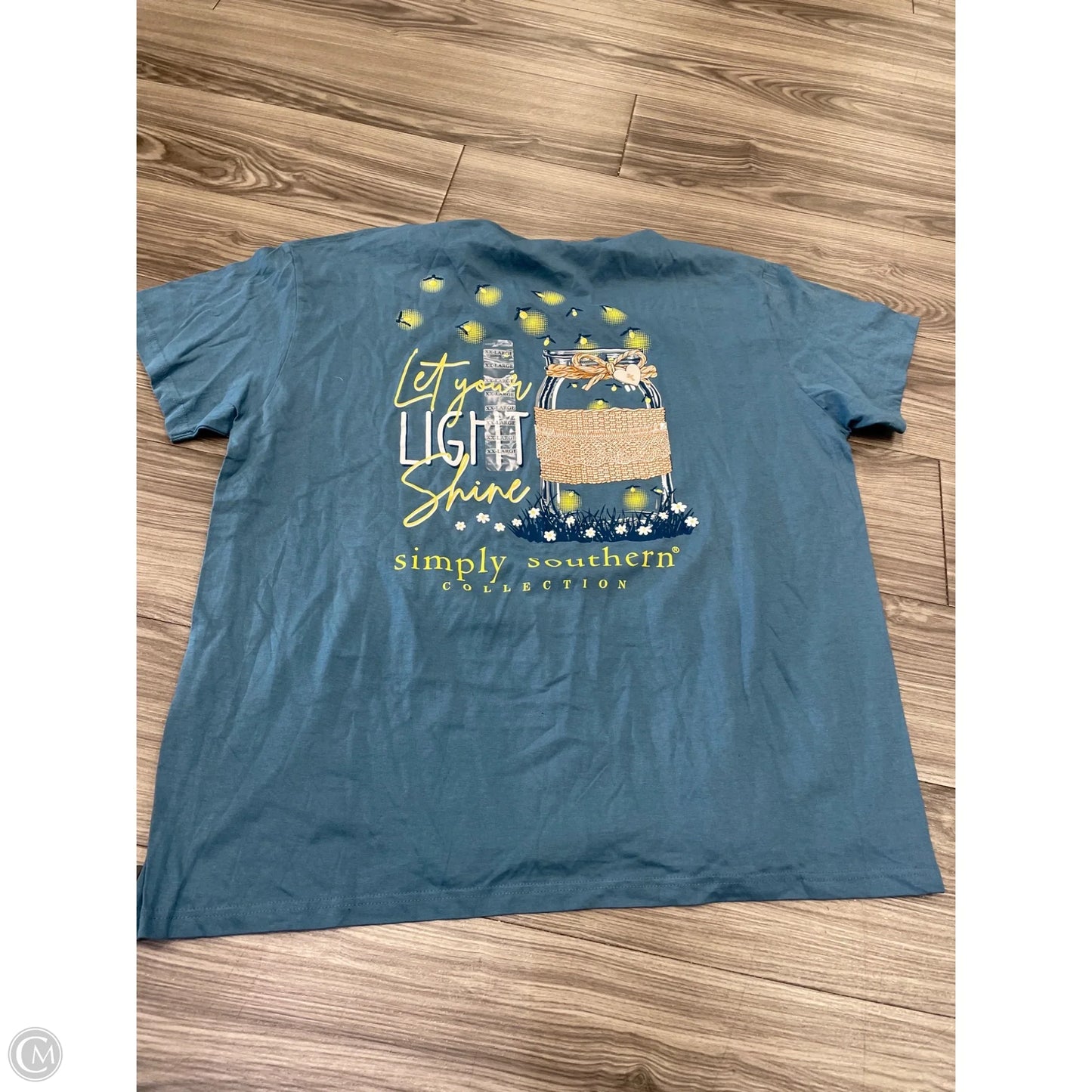 Top Short Sleeve By Simply Southern In Blue, Size: Xxl