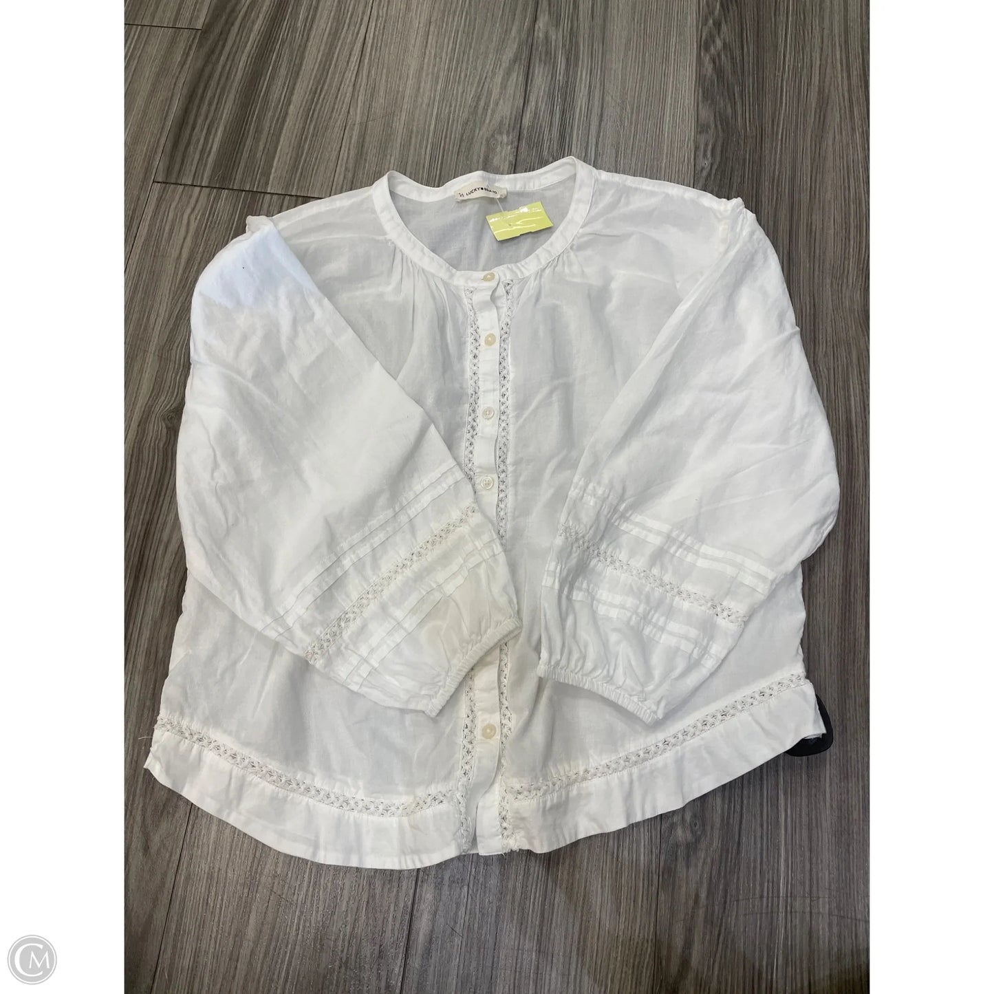 Top Long Sleeve By Lucky Brand In White, Size: M