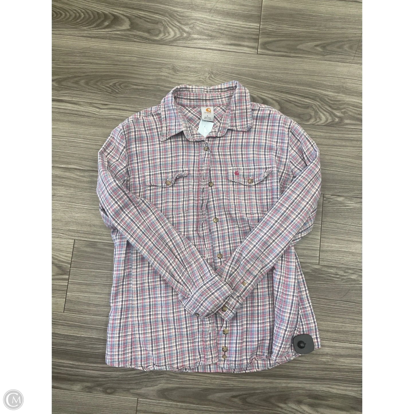 Top Long Sleeve By Carhartt In Plaid Pattern, Size: L