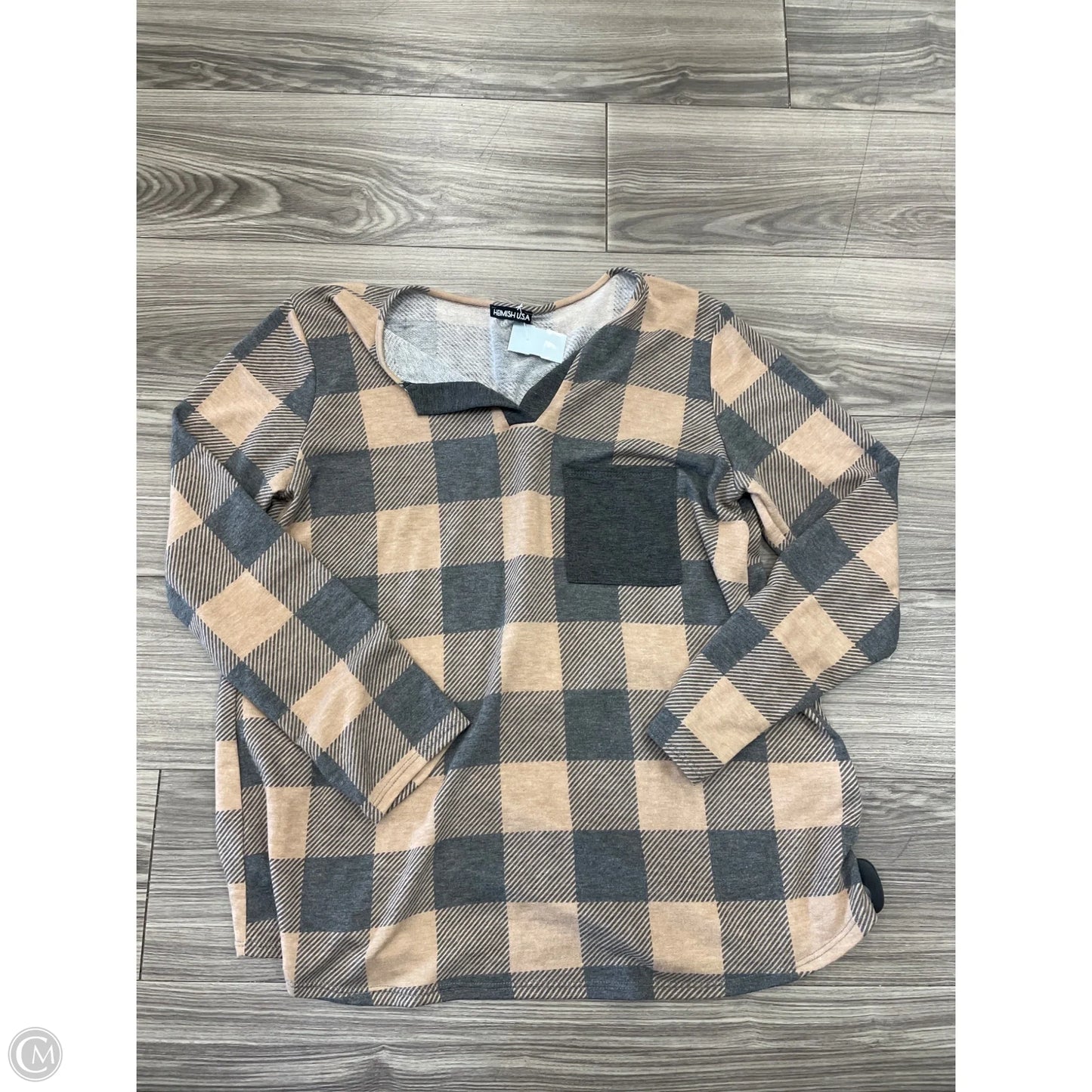 Top Long Sleeve By Heimish Usa In Plaid Pattern, Size: Xl