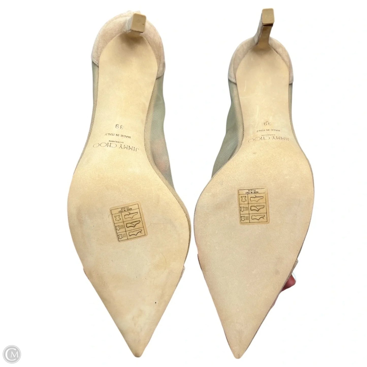 Boots Luxury Designer By Jimmy Choo In Beige, Size: 9