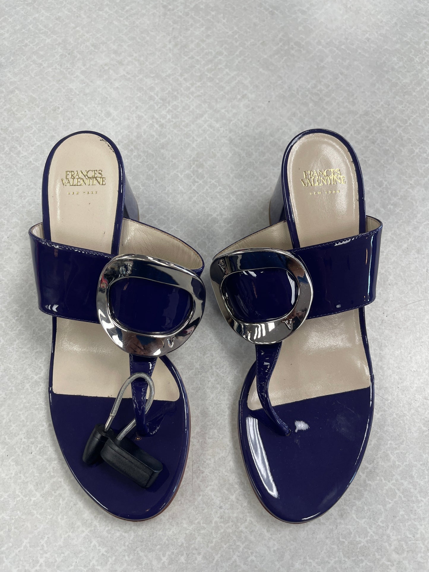 Sandals Heels Block By Cma In Navy, Size:6.5