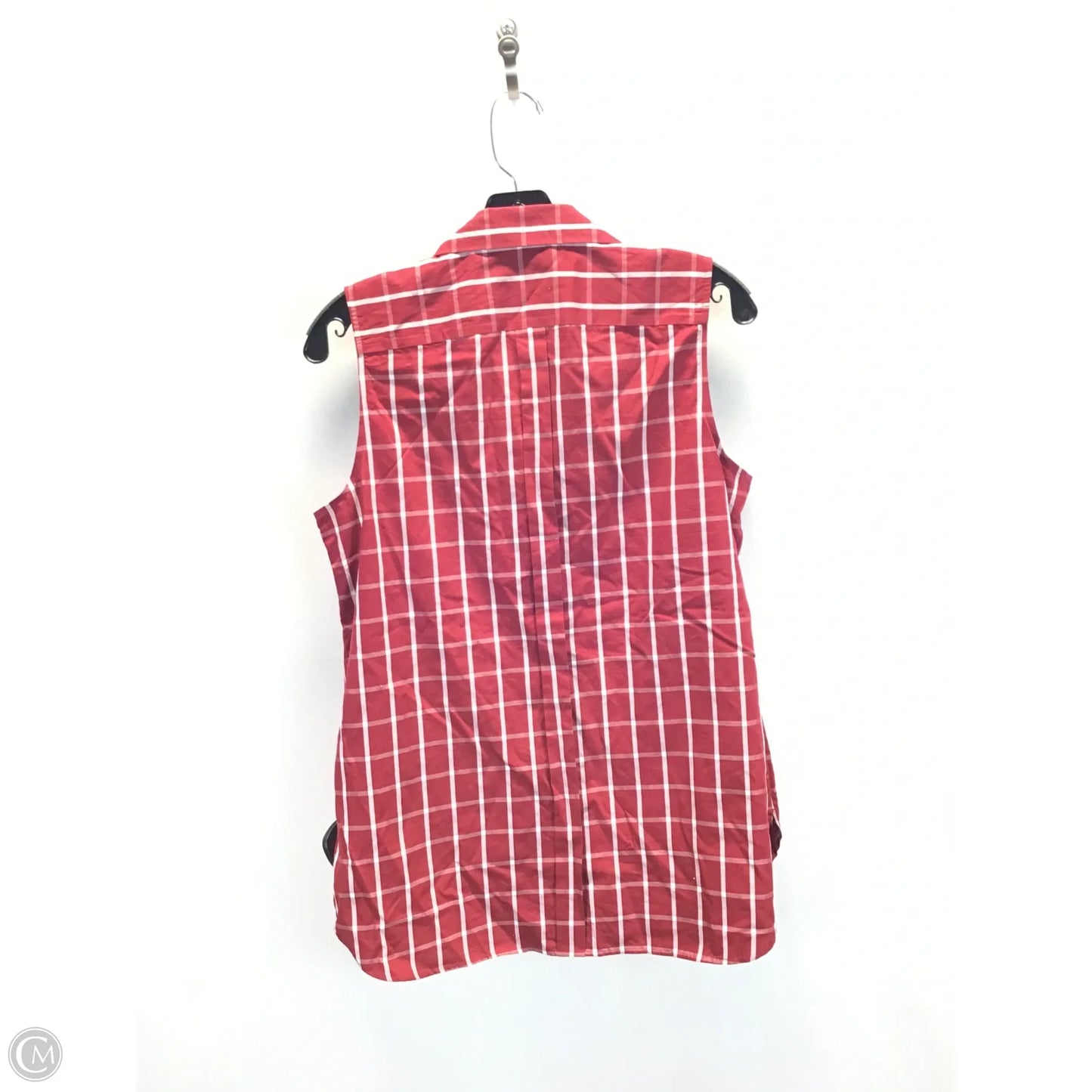 Top Sleeveless By Lands End In Red & White, Size: 10