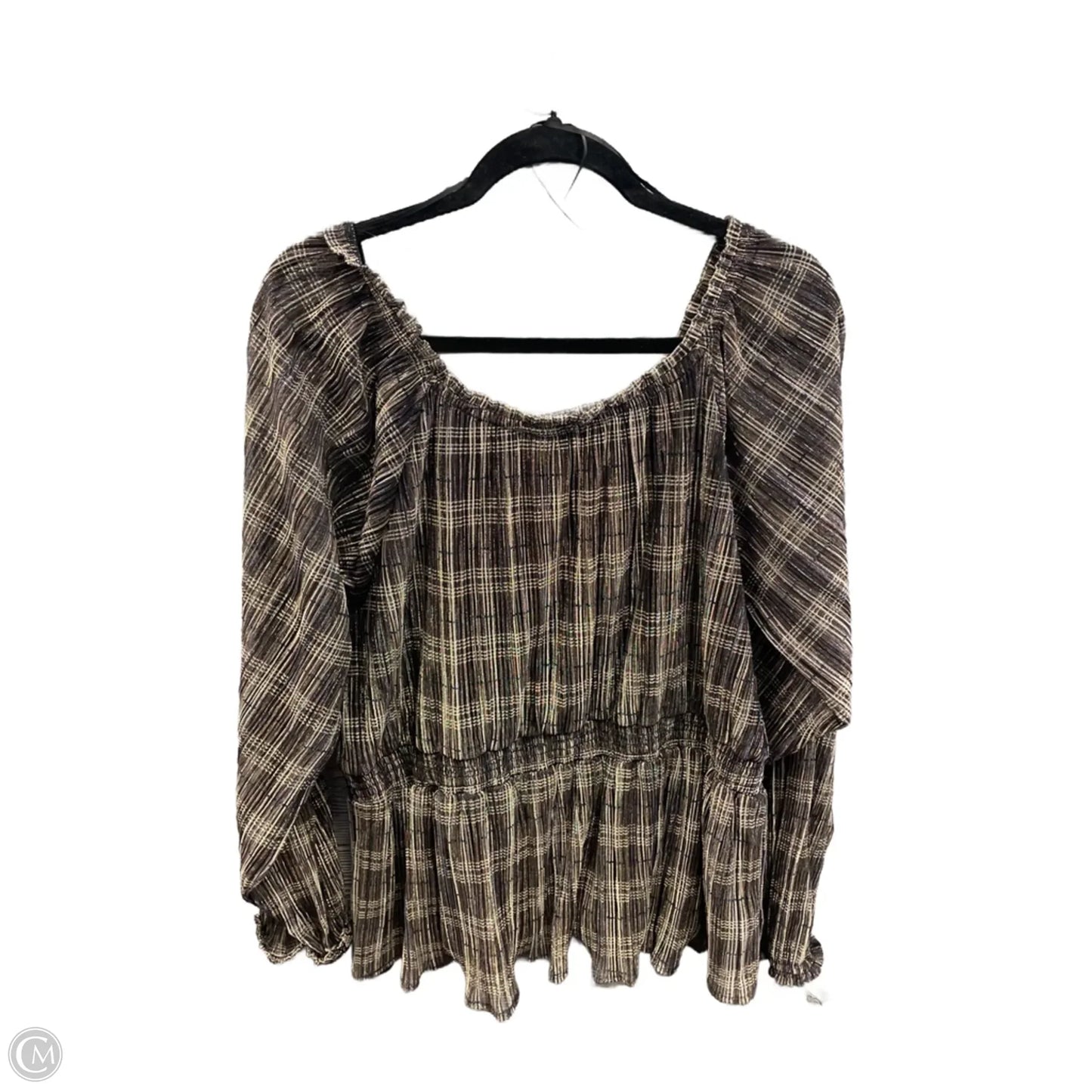 Top Long Sleeve By Knox Rose In Brown, Size: Xxl