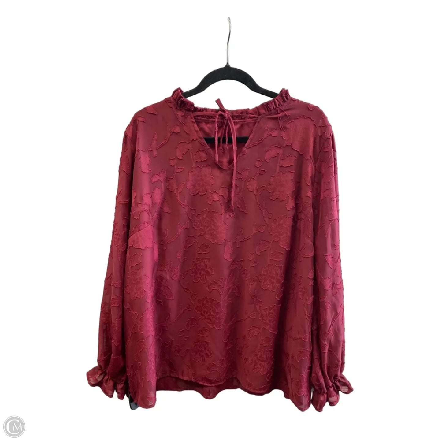 Top Long Sleeve By Cmf In Red, Size: 3x