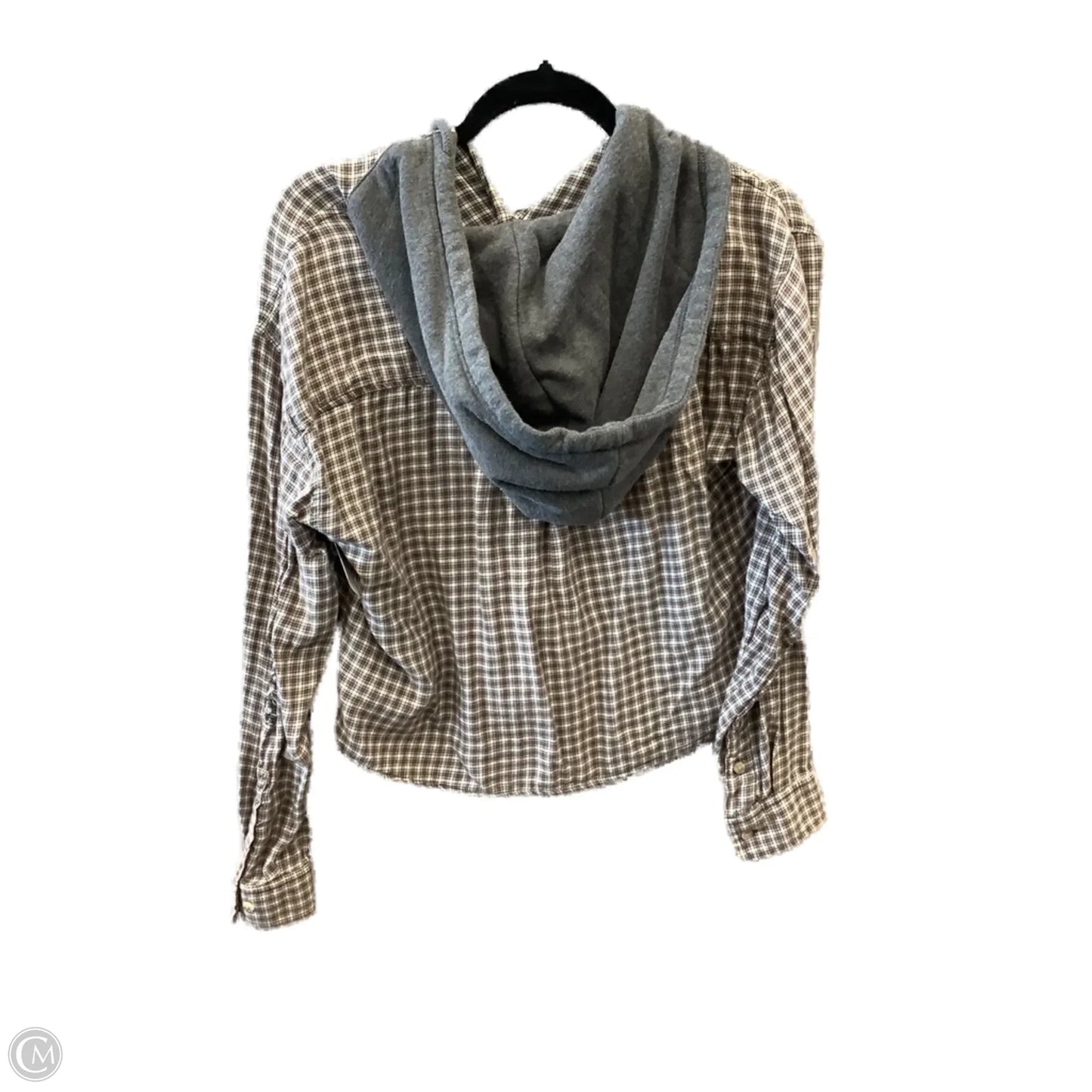 Sweatshirt Hoodie By American Eagle In Plaid Pattern, Size: S