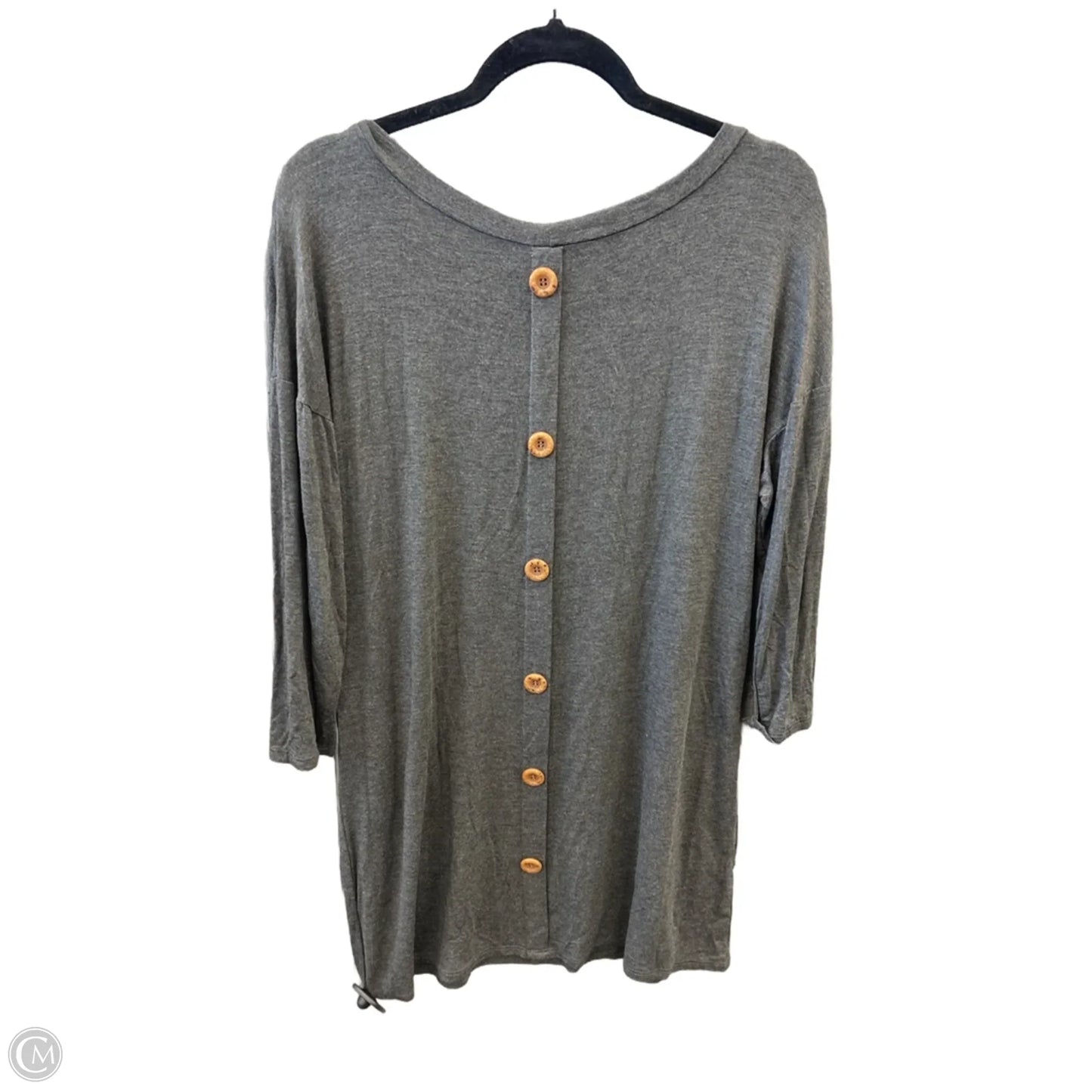 Tunic Long Sleeve By Emerald In Grey, Size: L