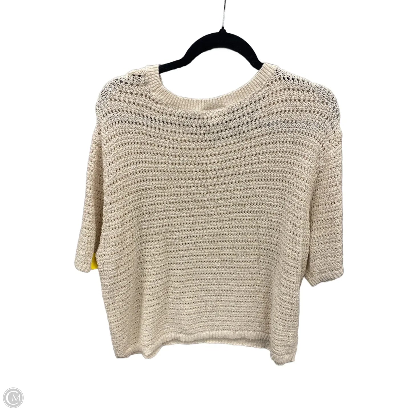 Sweater Short Sleeve By Loft In Cream, Size: Xl
