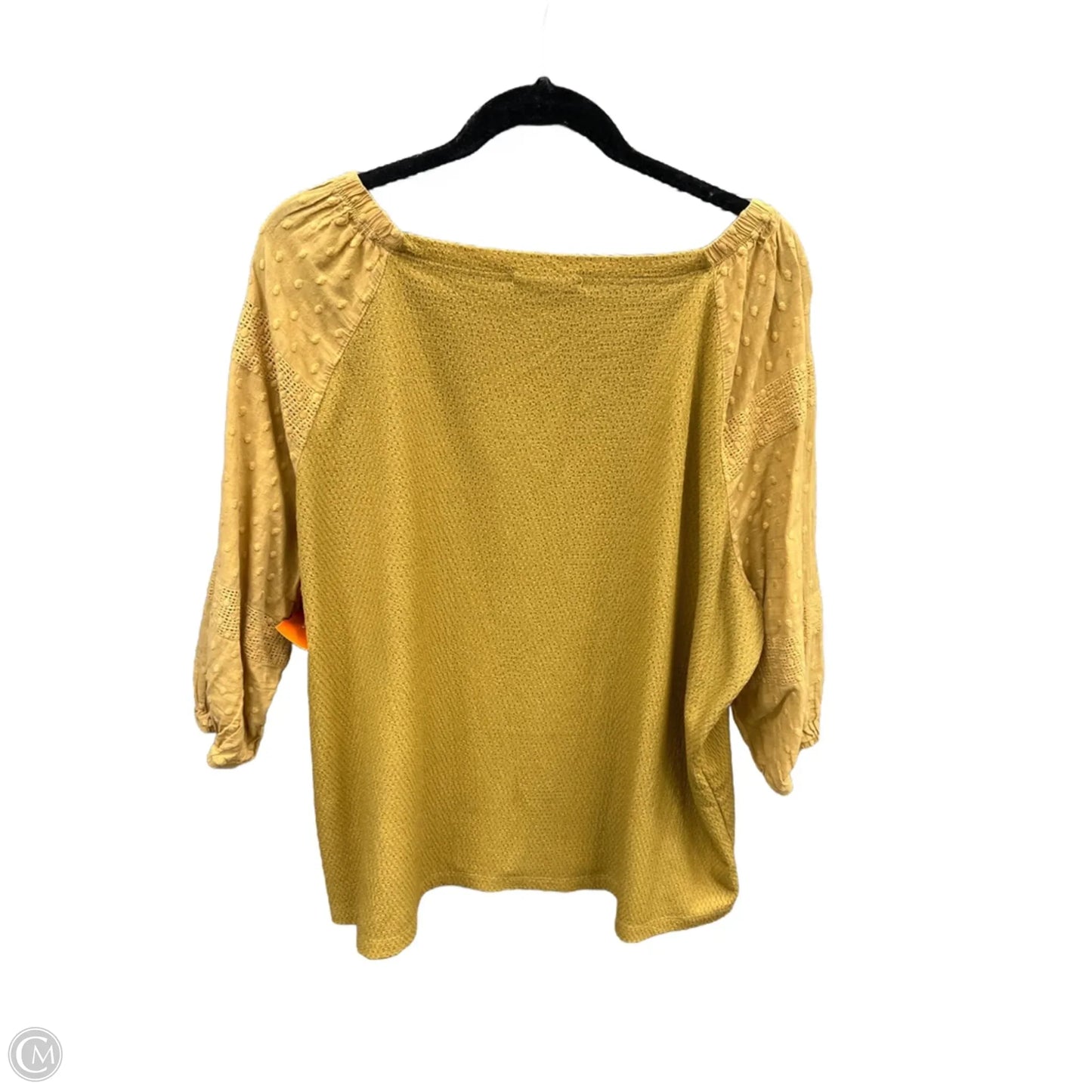Top 3/4 Sleeve By Clothes Mentor In Yellow, Size: 2x