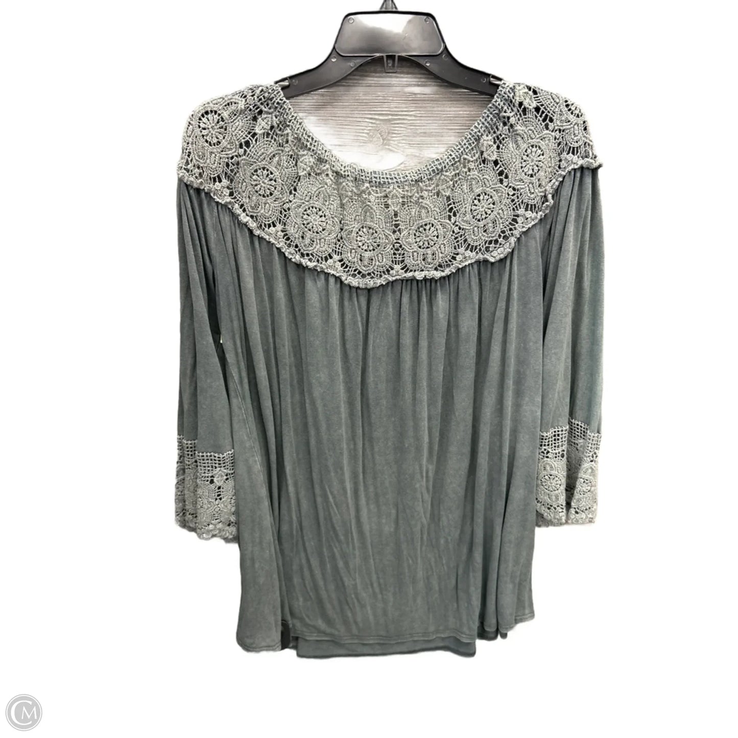 Tunic 3/4 Sleeve By Clothes Mentor In Grey, Size: L
