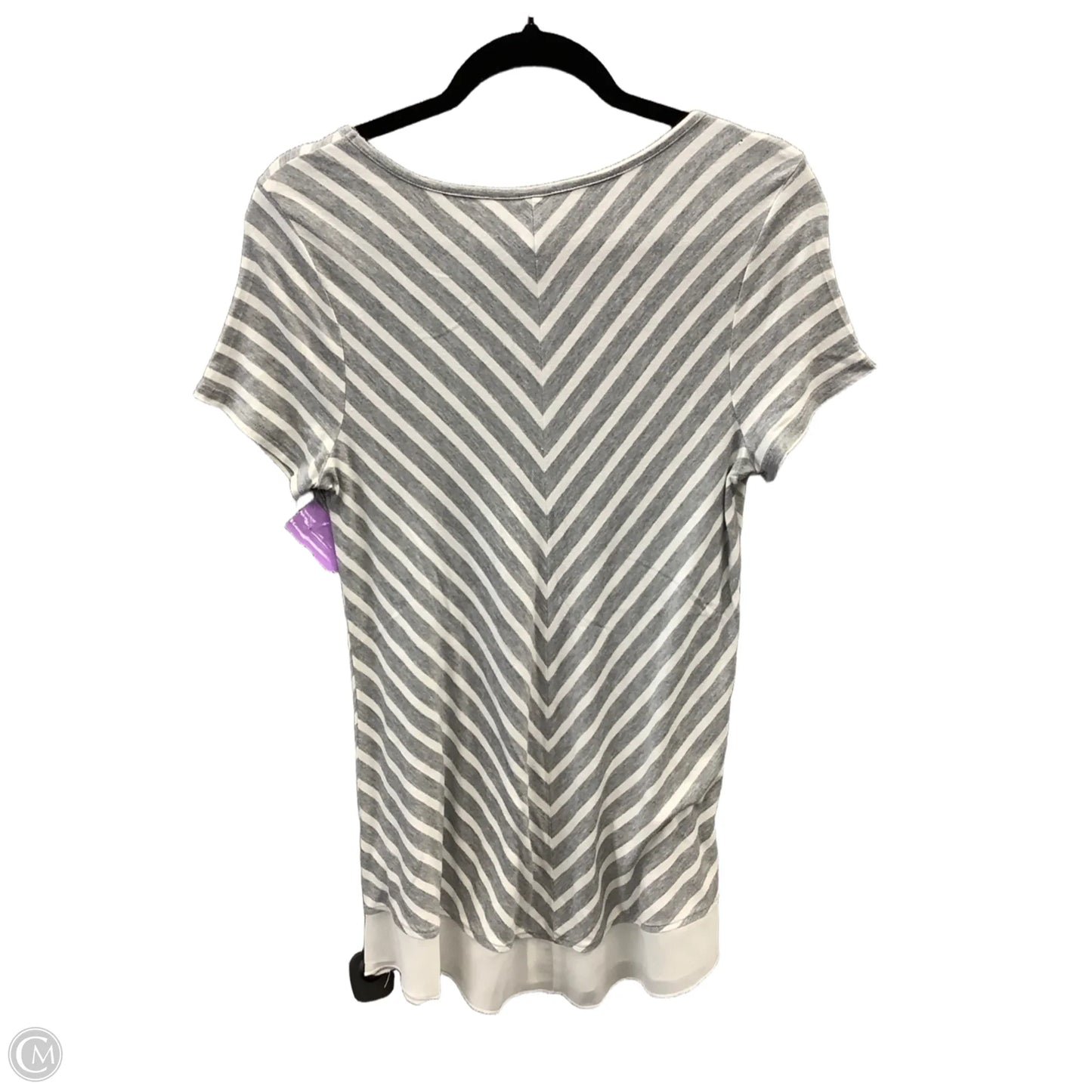 Top Short Sleeve By Cato In Grey & White, Size: S