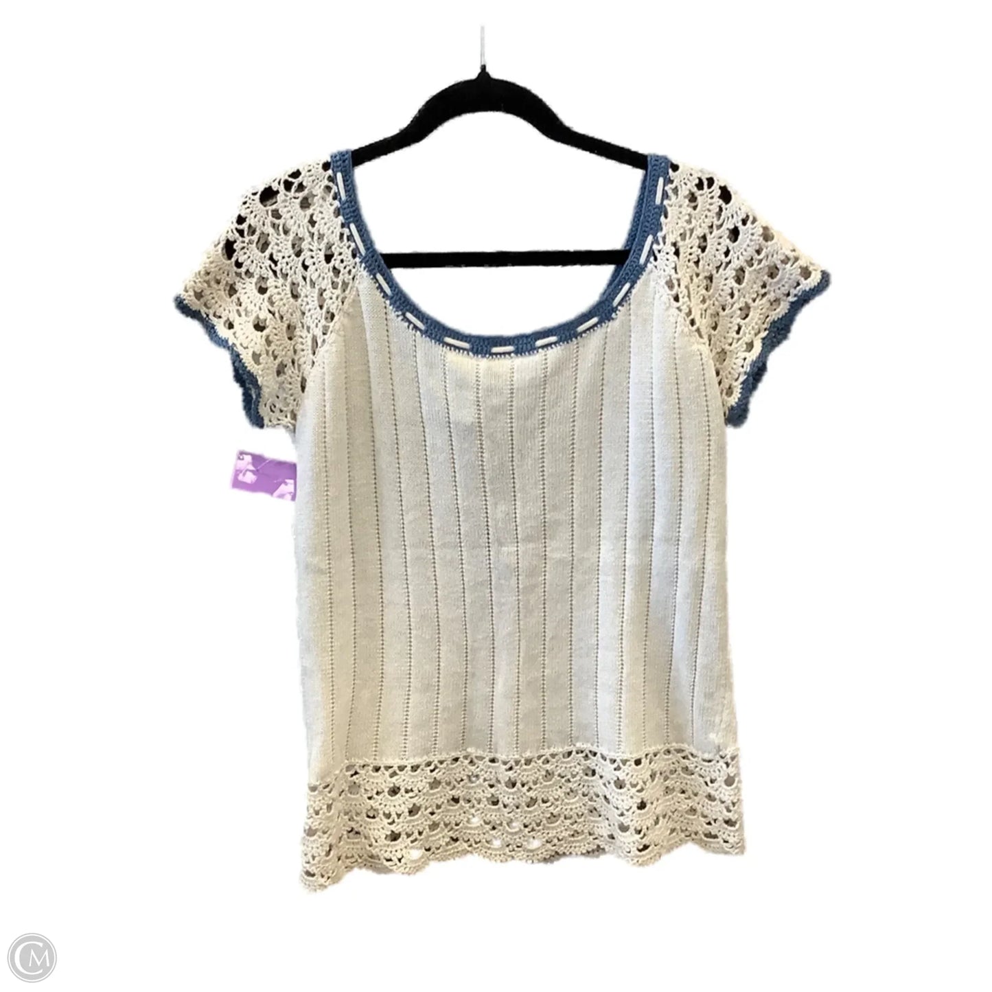 Top Short Sleeve By Faded Glory In Blue & Cream, Size: Xl