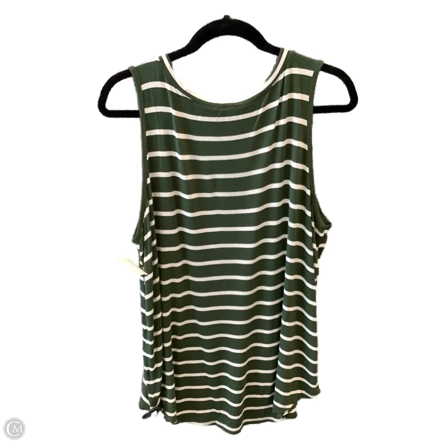 Top Sleeveless By Zenana Outfitters In Green & White, Size: 1x