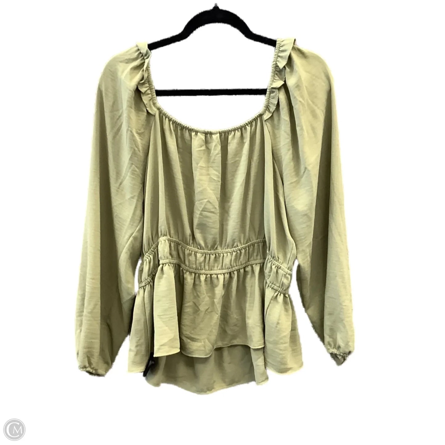 Blouse Long Sleeve By Nine West Apparel In Green, Size: Xl