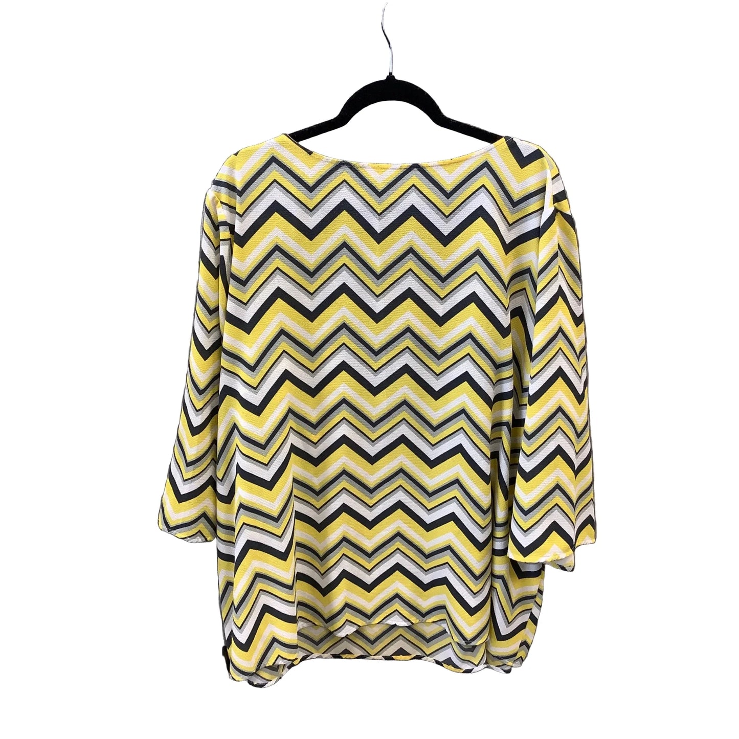 Blouse Long Sleeve By Tacera In Grey & Yellow, Size: 3x