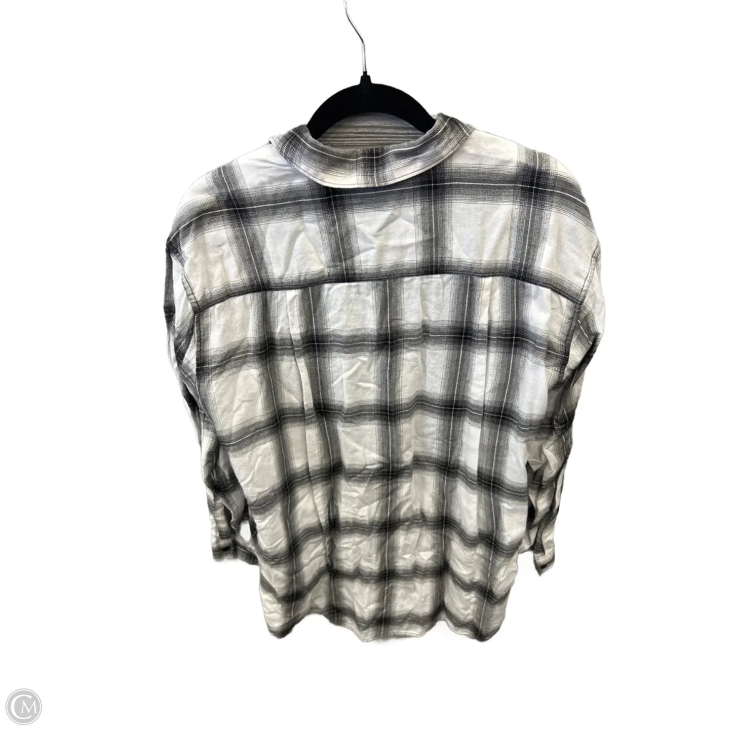 Top Long Sleeve By Calvin Klein In Plaid Pattern, Size: L