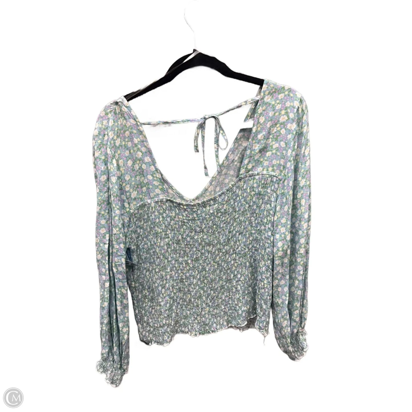 Blouse Long Sleeve By Clothes Mentor In Blue & Green, Size: 1x