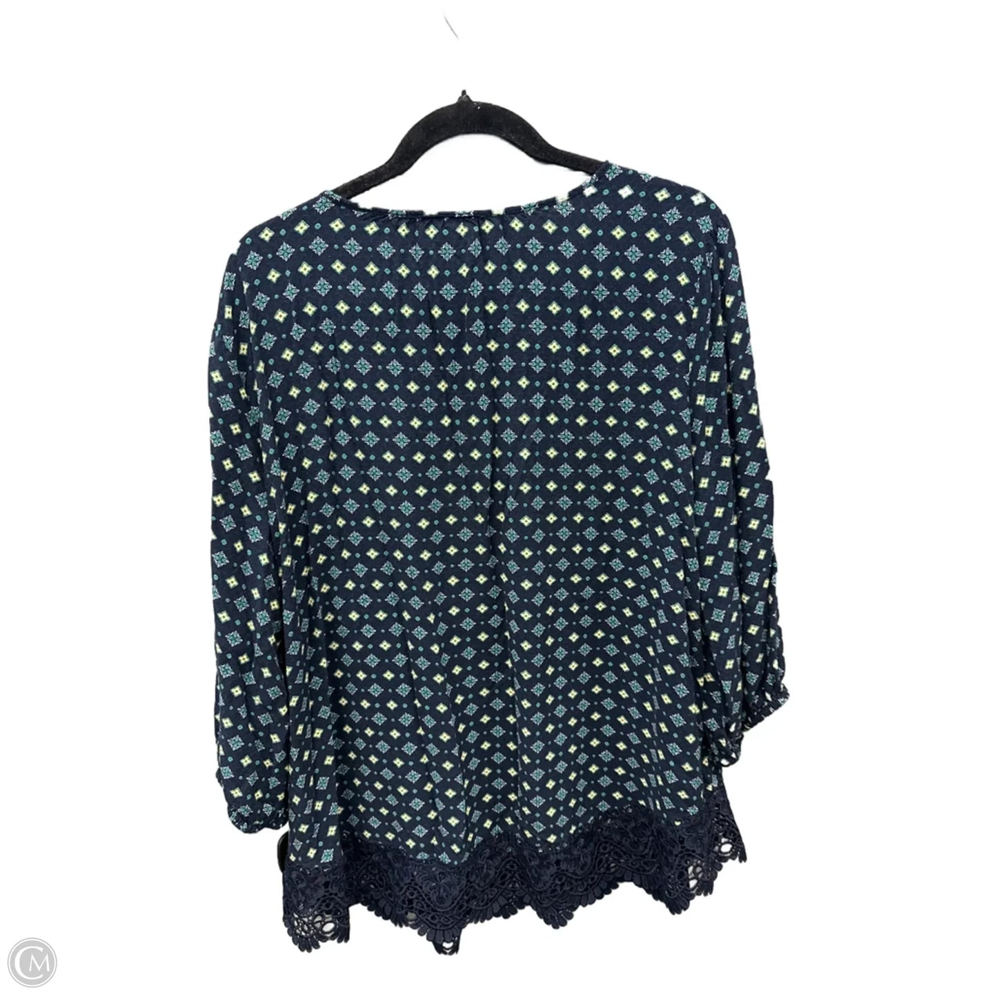 Blouse Long Sleeve By Liz Claiborne In Blue, Size: Xxl