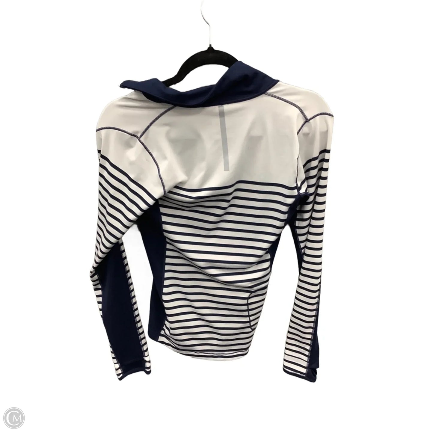 Athletic Top Long Sleeve Collar By New Balance In Blue & White, Size: S