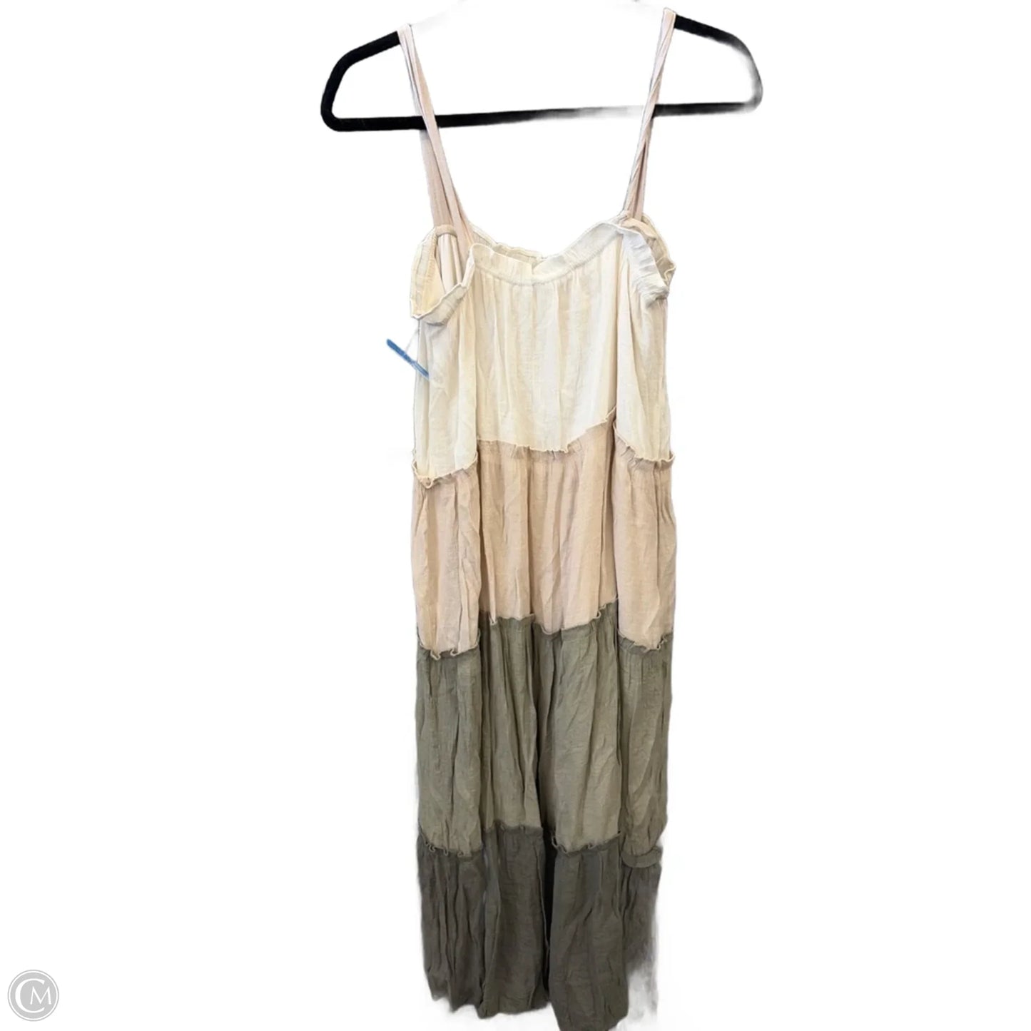 Dress Casual Midi By Blu Pepper In Cream & Green, Size: L