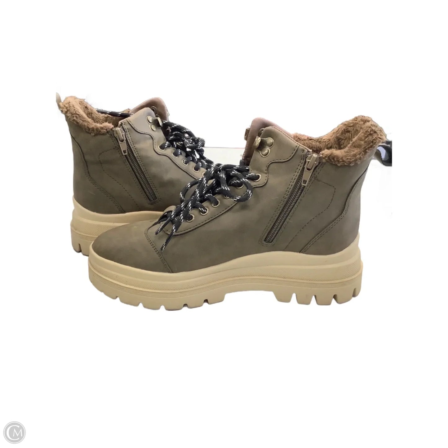 Boots Ankle Flats By Falls Creek In Green & Tan, Size: 8