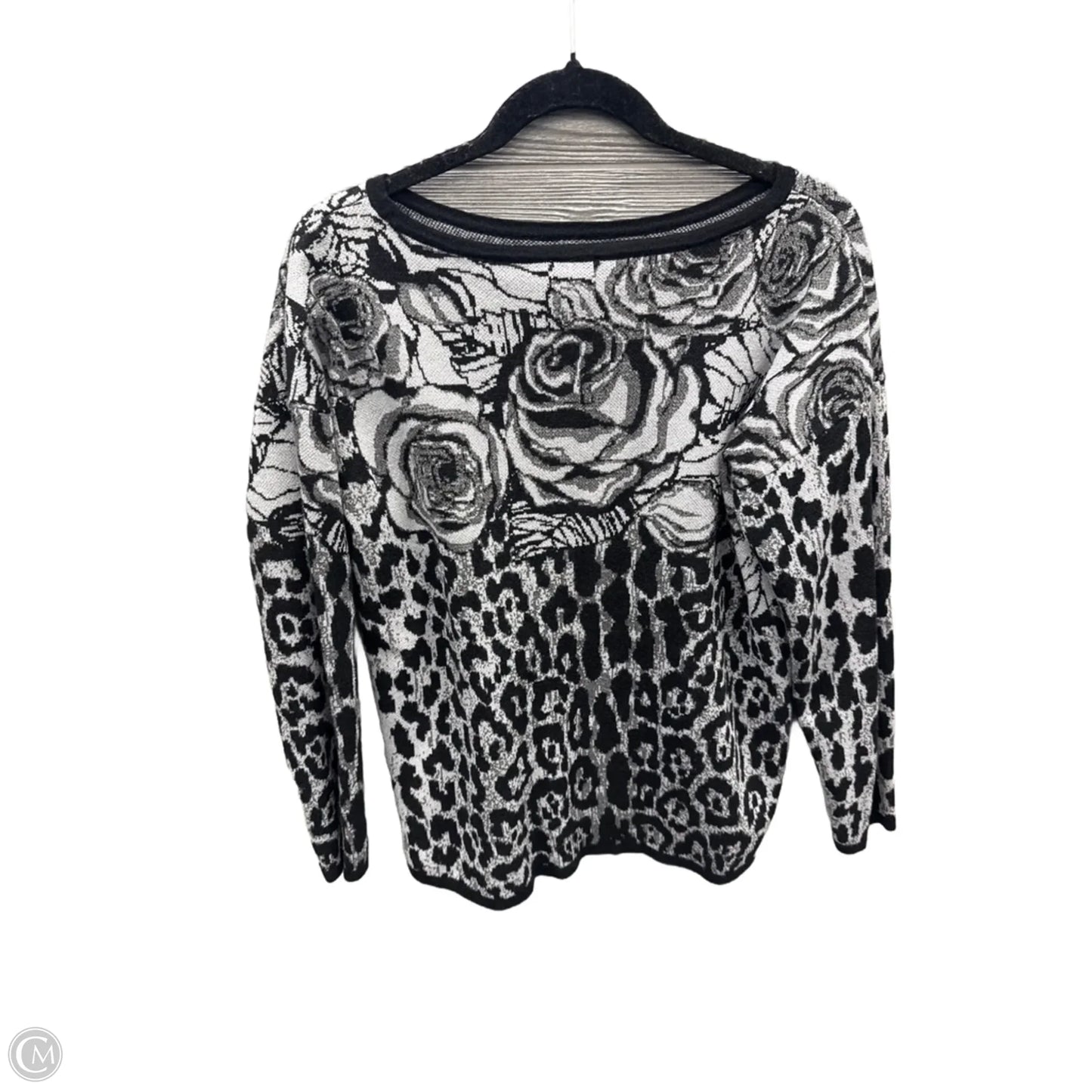 Top Long Sleeve By Chicos In Black & Grey, Size: L