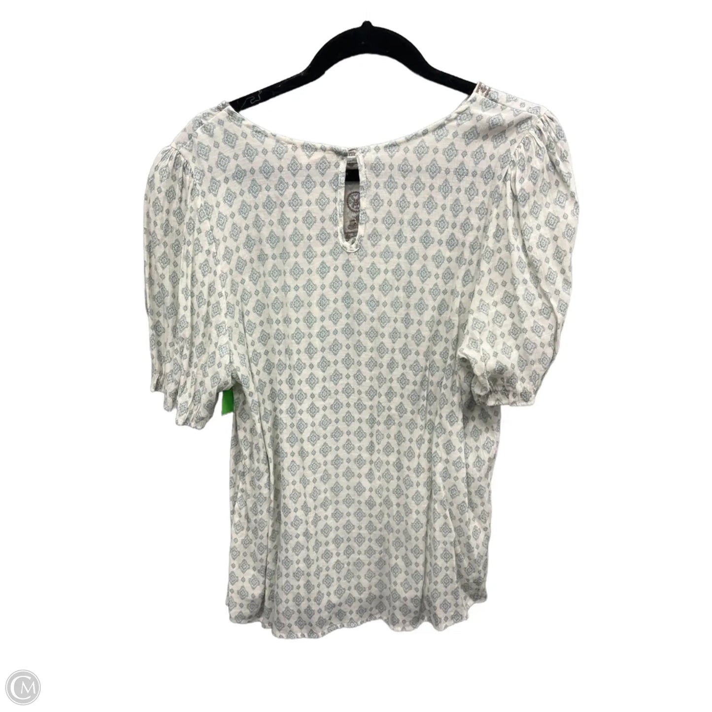 Blouse Short Sleeve By Clothes Mentor In Green & White, Size: 1x