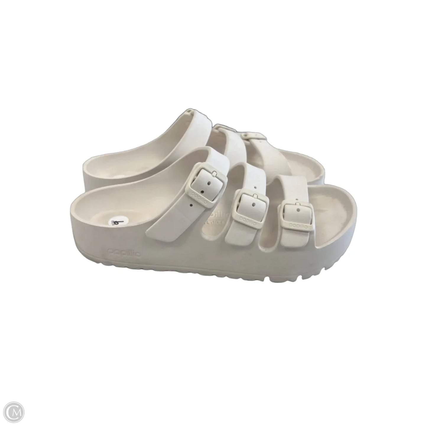 Sandals Flats By Birkenstock In White, Size: 9