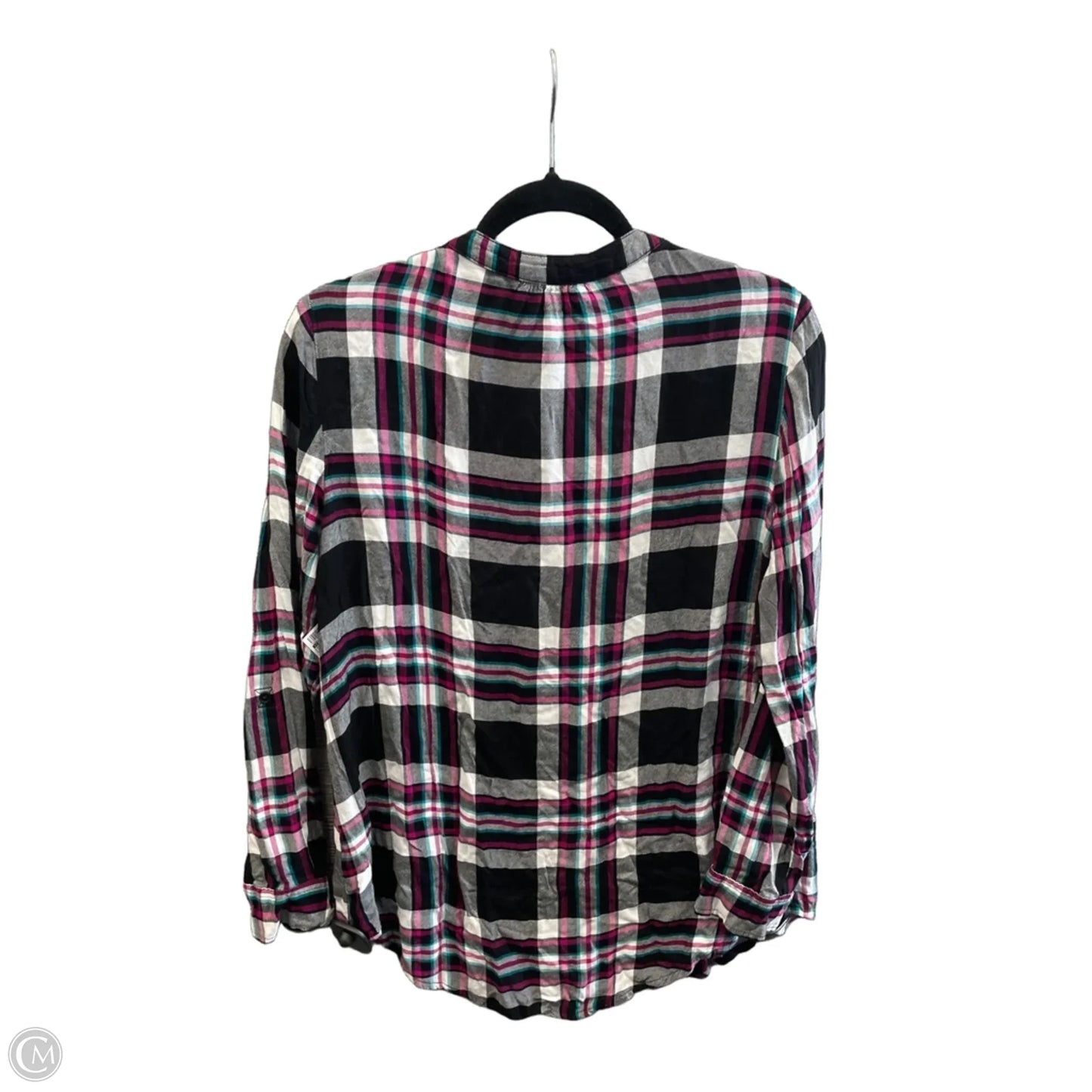 Top Long Sleeve By Time And Tru In Plaid Pattern, Size: S