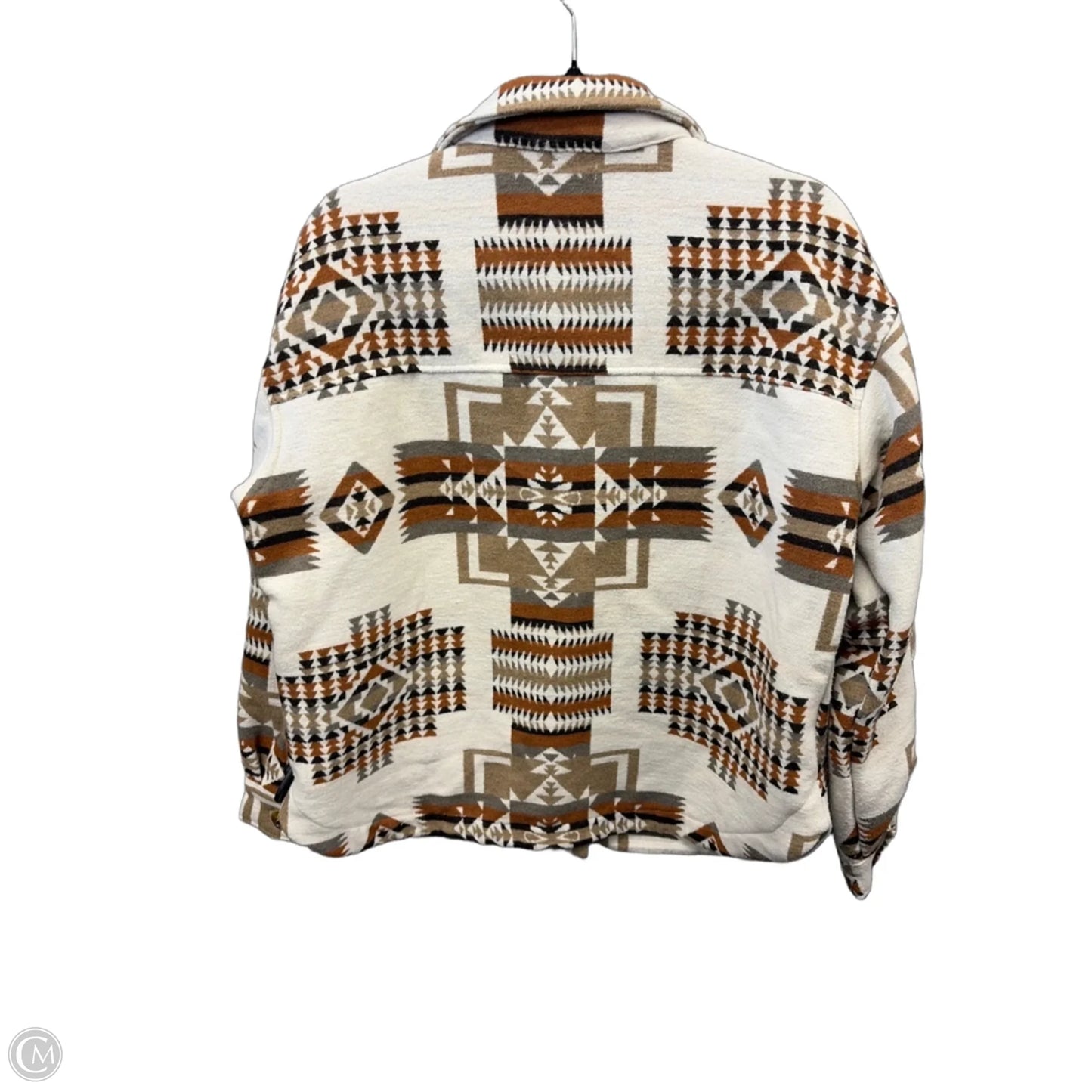 Jacket Shirt By Maurices In Brown & Cream, Size: L