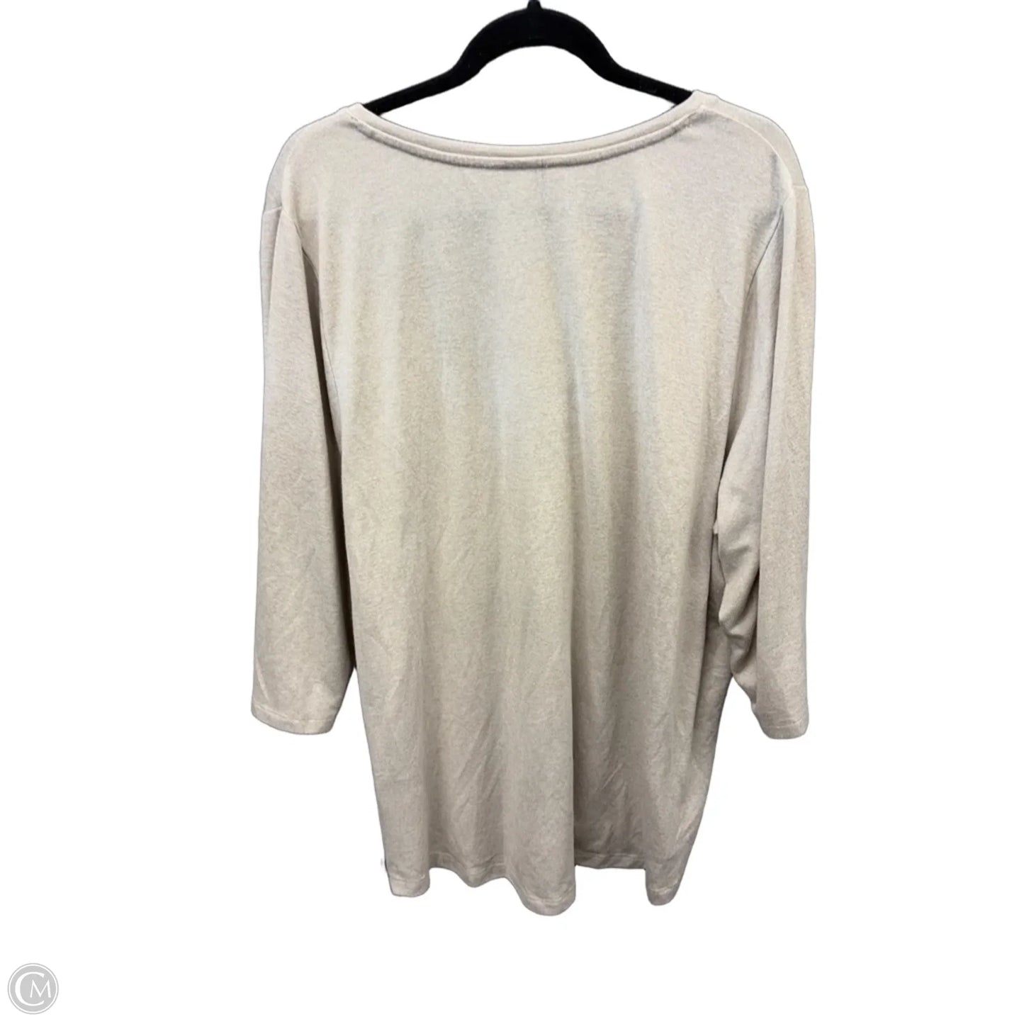 Top Long Sleeve By Cj Banks In Tan, Size: 2x