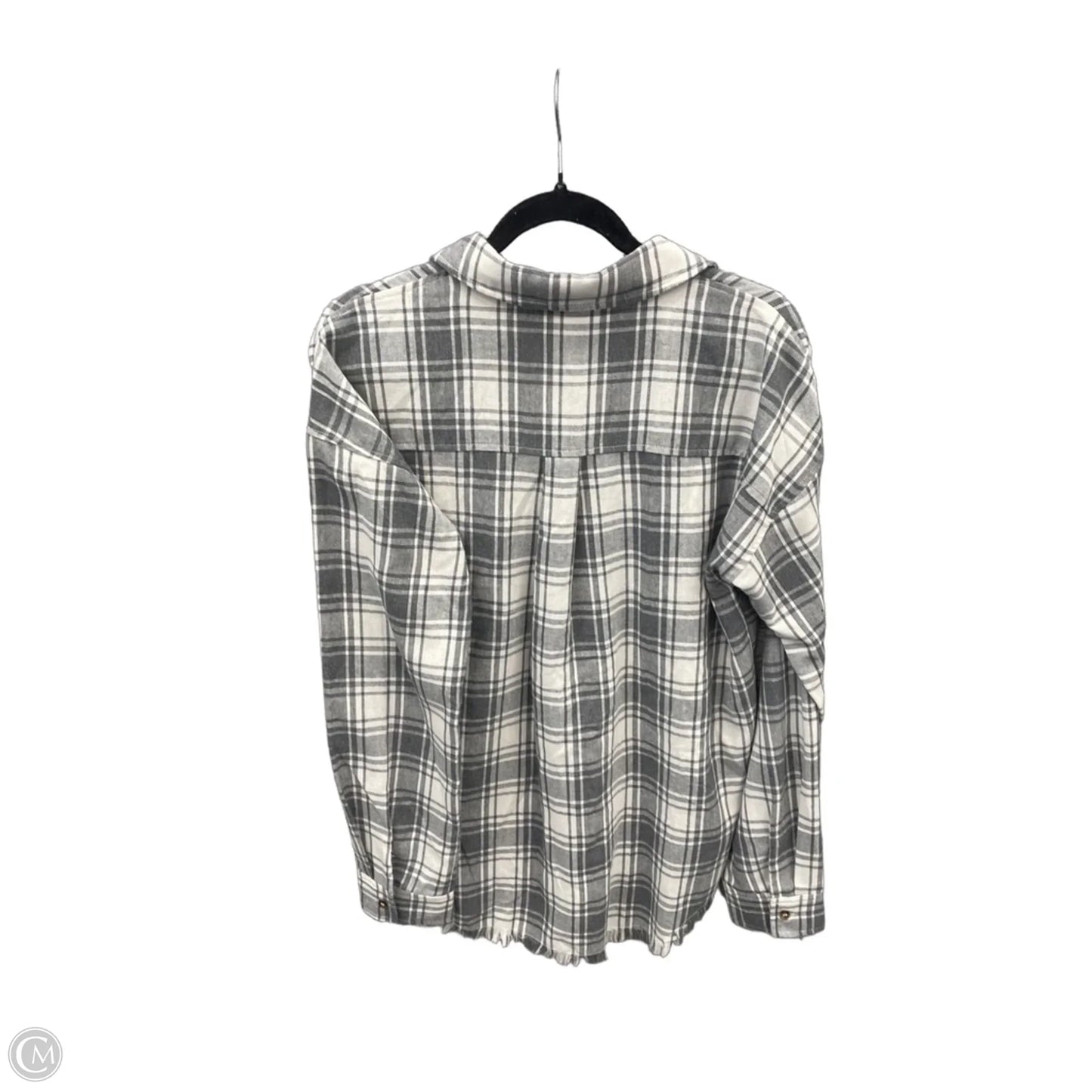 Top Long Sleeve By Hem & Thread In Grey & White, Size: M