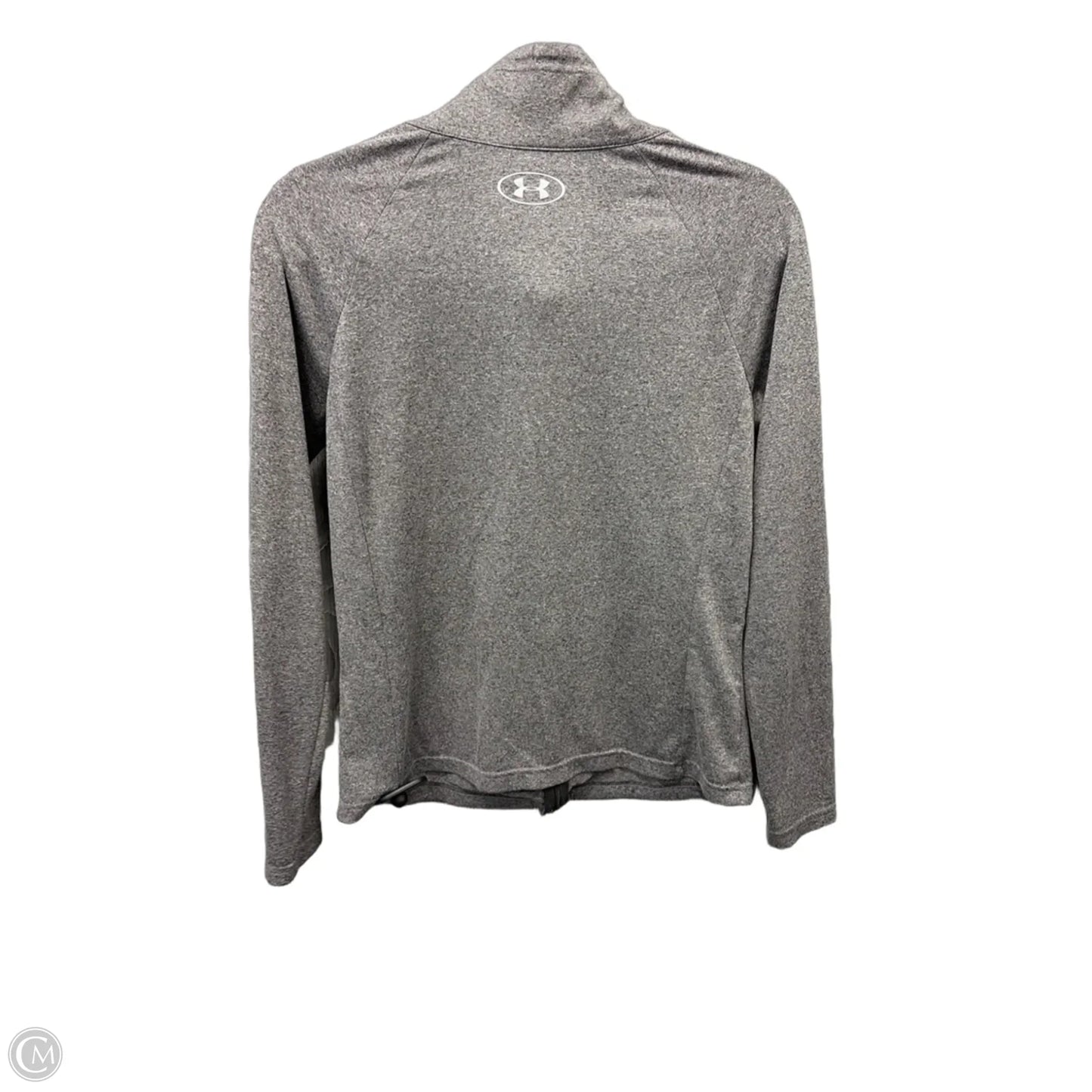 Athletic Top Long Sleeve Collar By Under Armour In Grey, Size: S