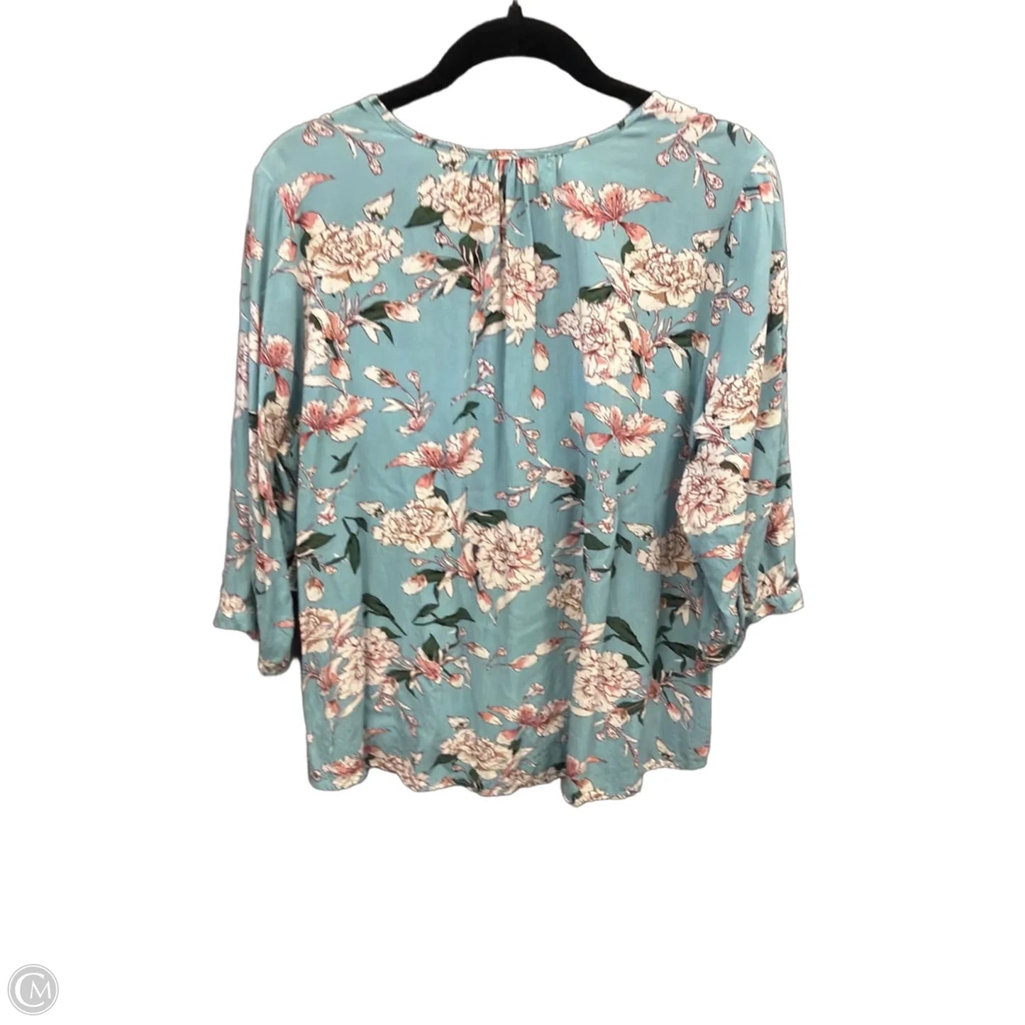 Top 3/4 Sleeve By Clothes Mentor In Floral Print, Size: 1x