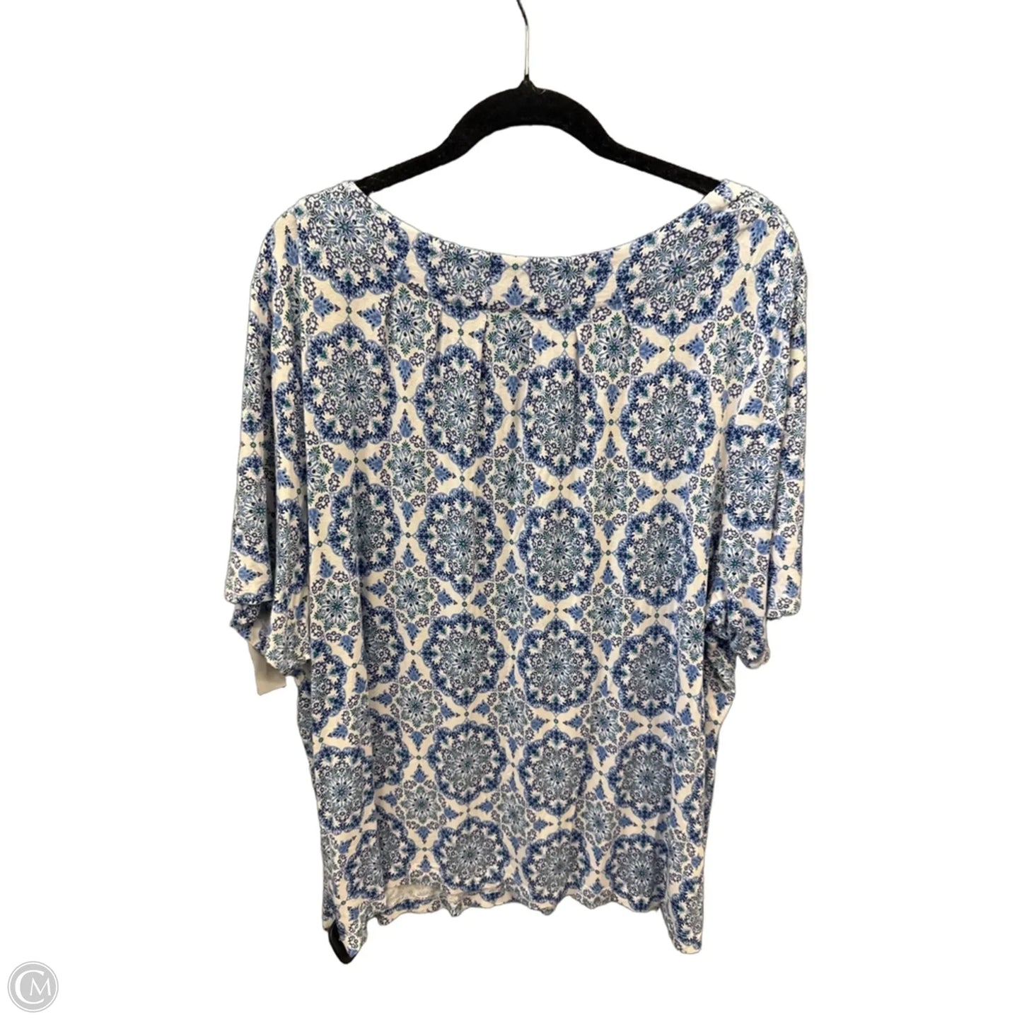 Top Short Sleeve By Croft And Barrow In Blue & White, Size: 3x