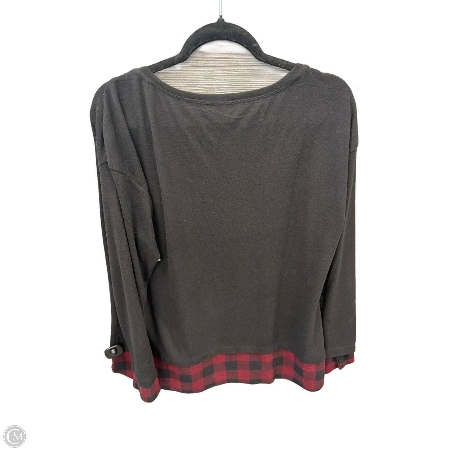 Top Long Sleeve By Robert Louis In Black & Red, Size: Xl