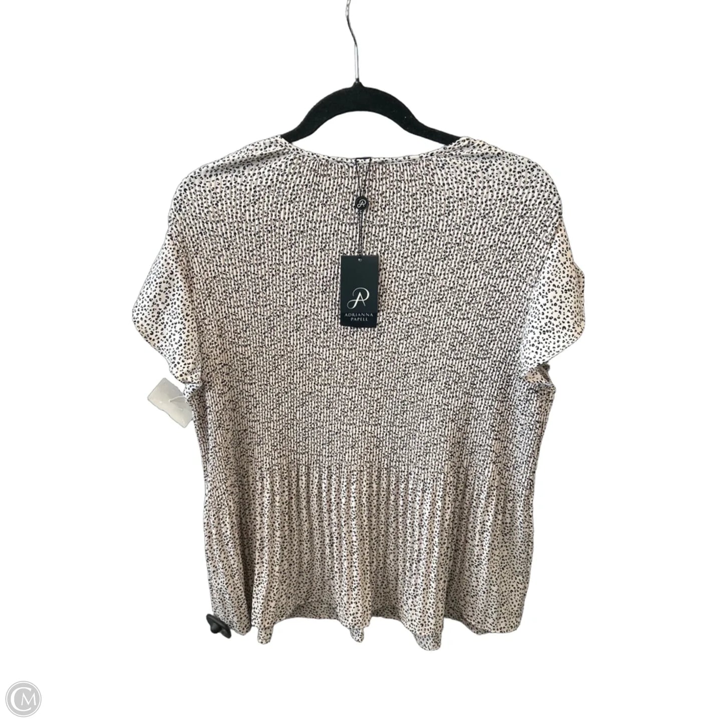 Blouse Short Sleeve By Adrianna Papell In Plaid Pattern, Size: L