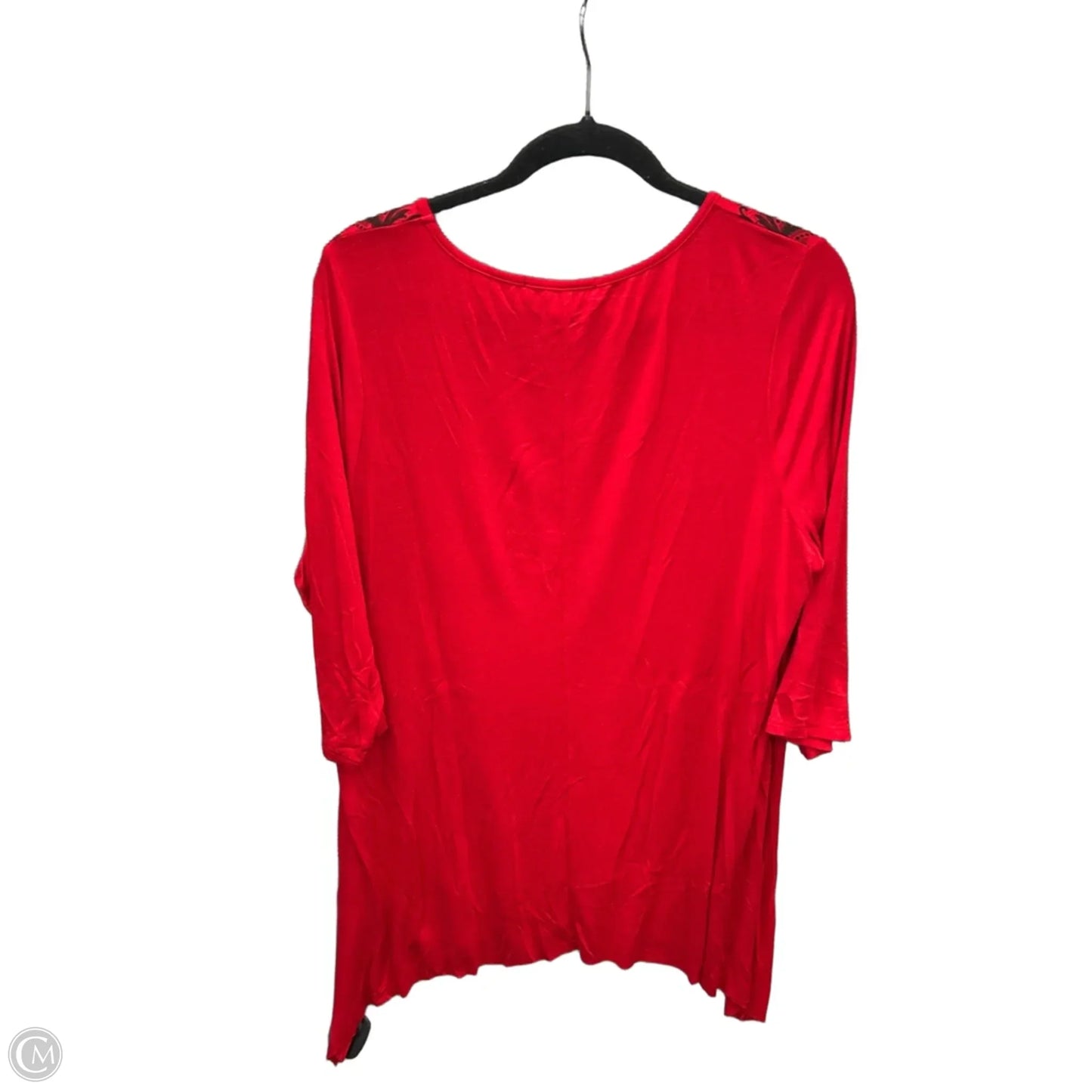 Top 3/4 Sleeve By Bleu In Red, Size: 1x