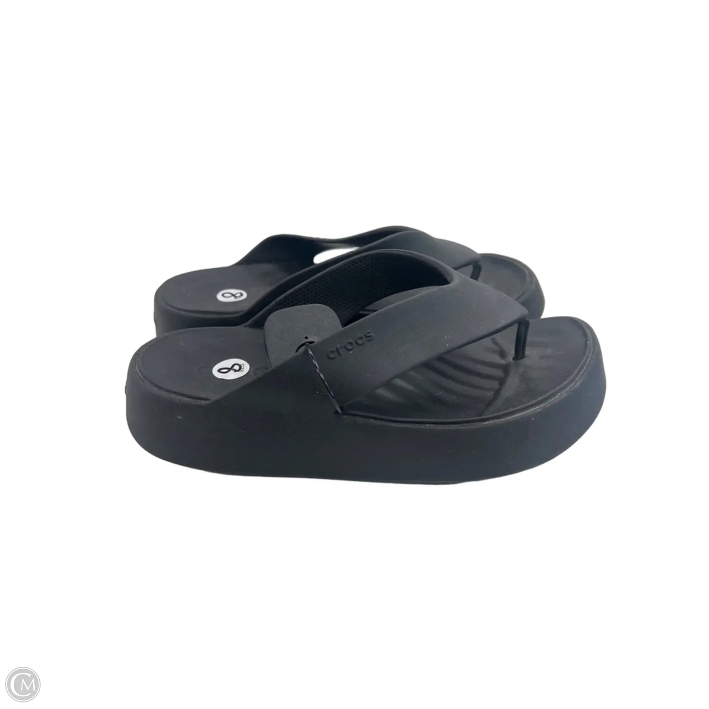 Sandals Heels Platform By Crocs In Black, Size: 8