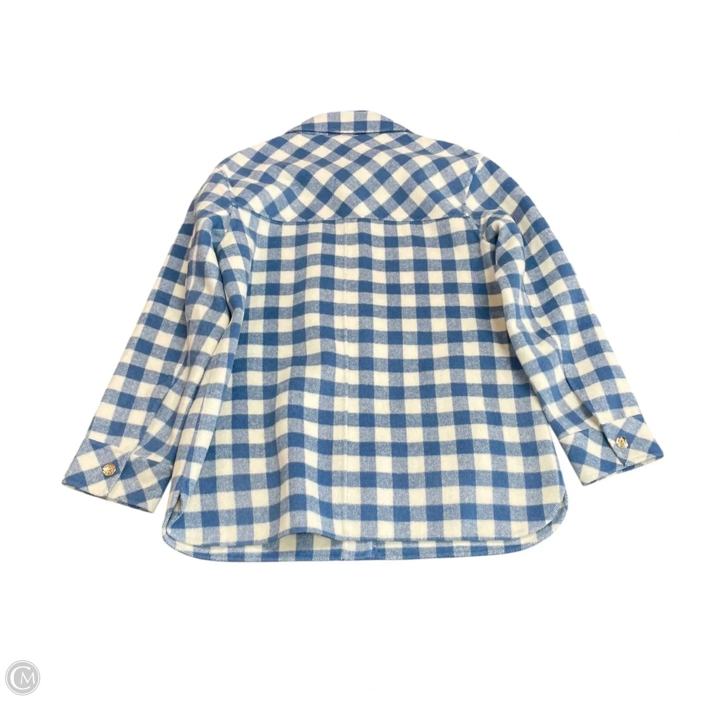 Jacket Shirt By Draper James In Blue & White, Size: M