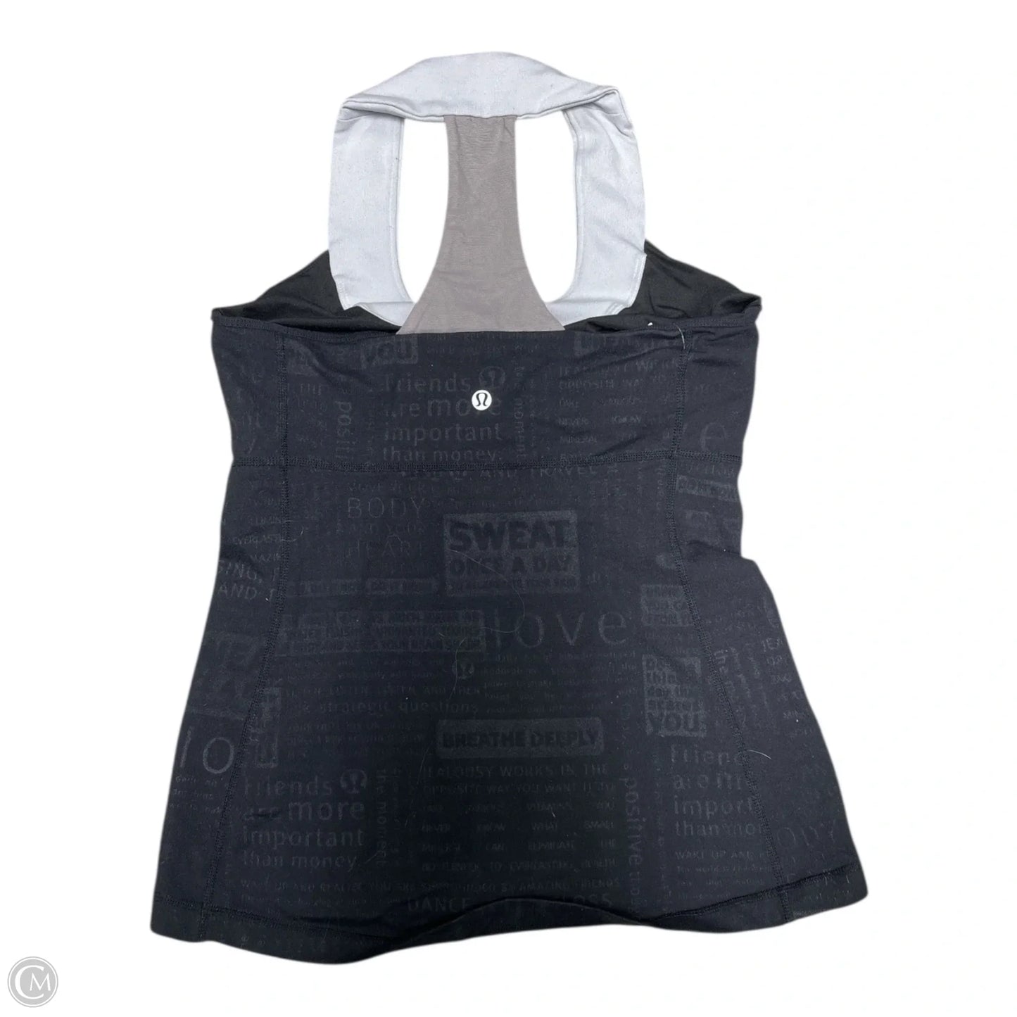 Athletic Tank Top By Lululemon In Black & Grey, Size: 6