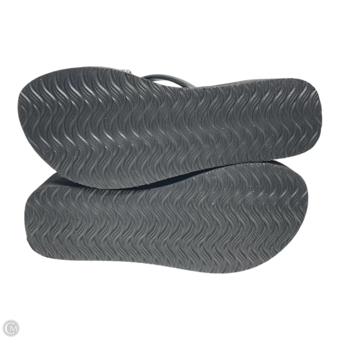 Sandals Heels Wedge By Clothes Mentor In Black & Silver, Size: 6