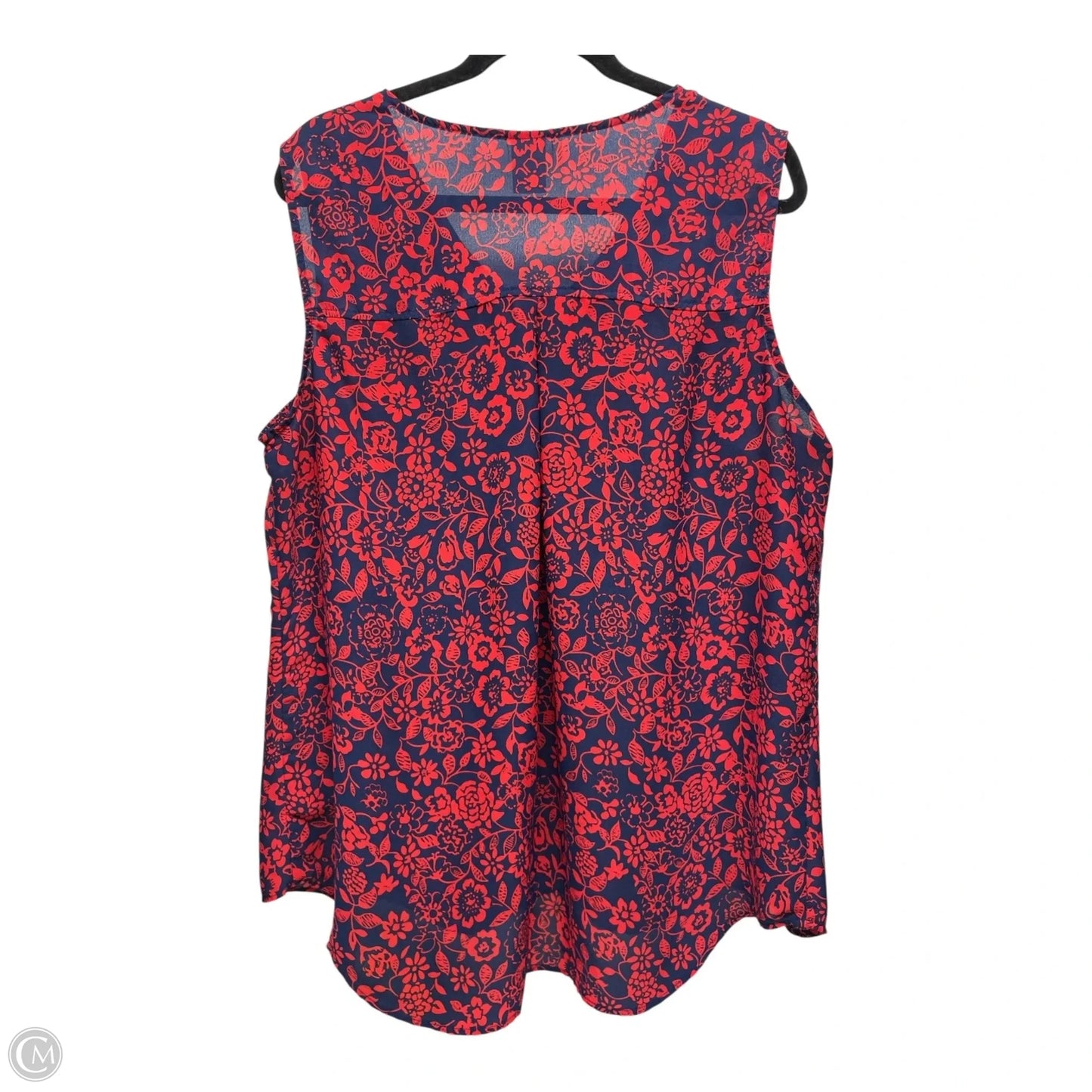 Top Sleeveless By Terra & Sky In Blue & Red, Size: Xl