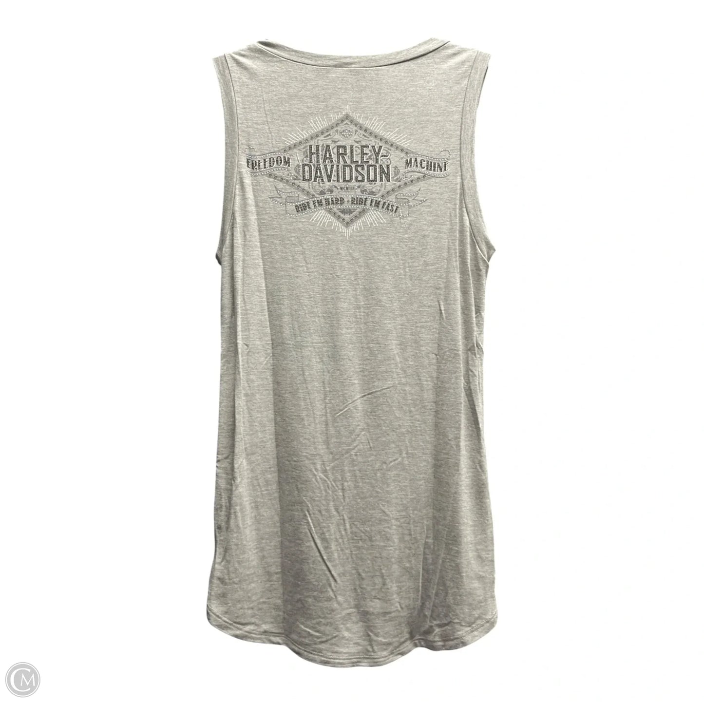 Top Sleeveless By Harley Davidson In Grey & Silver, Size: S
