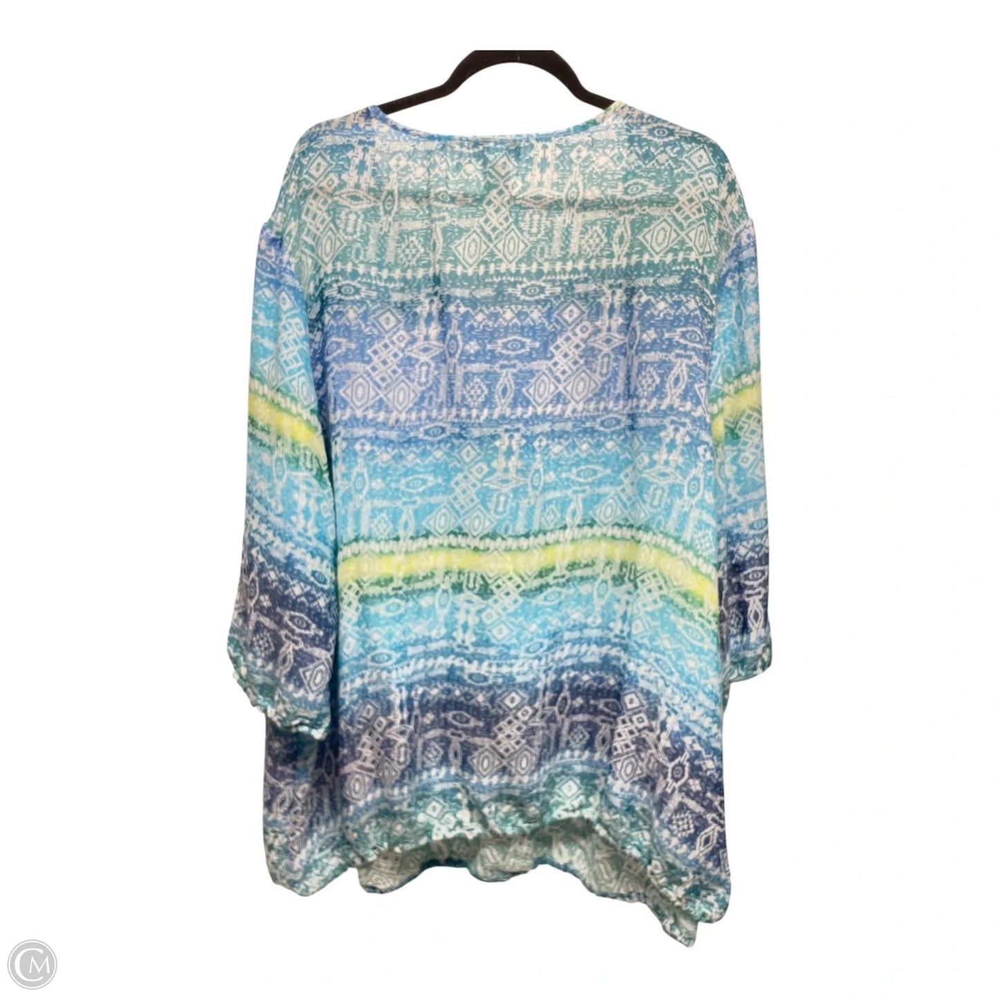 Blouse Short Sleeve By Catherines In Blue & Green, Size: 3x