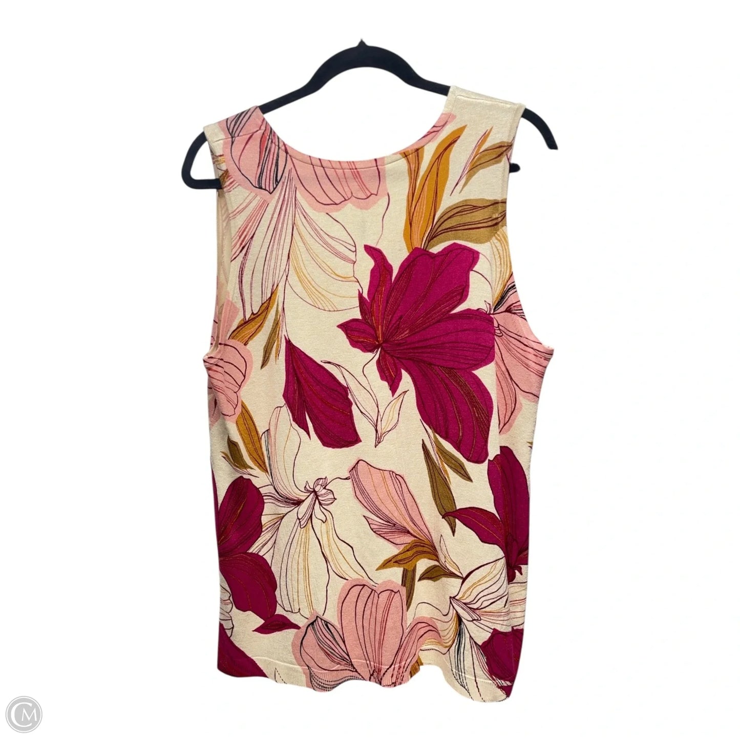 Vest Sweater By Chicos In Floral Print, Size: L