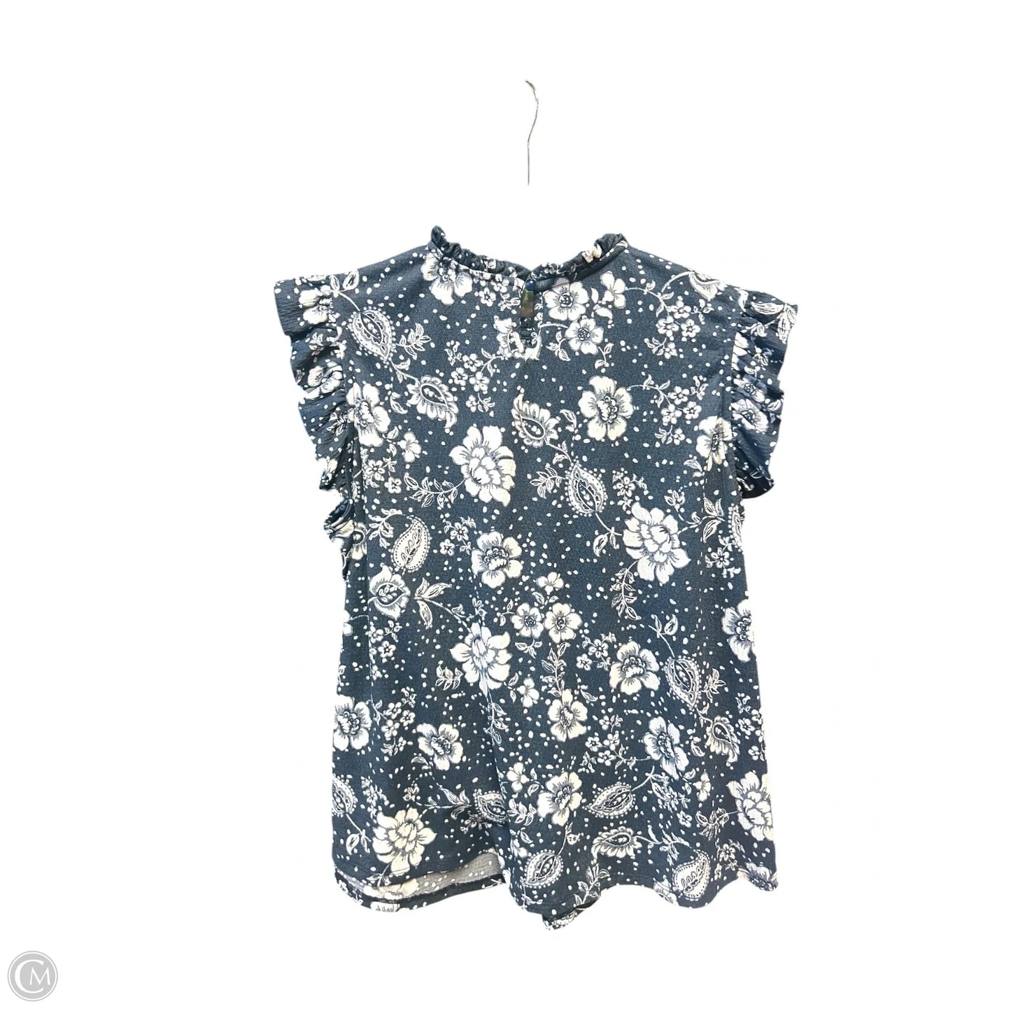 Top Short Sleeve By Fred David In Blue & White, Size: 2x