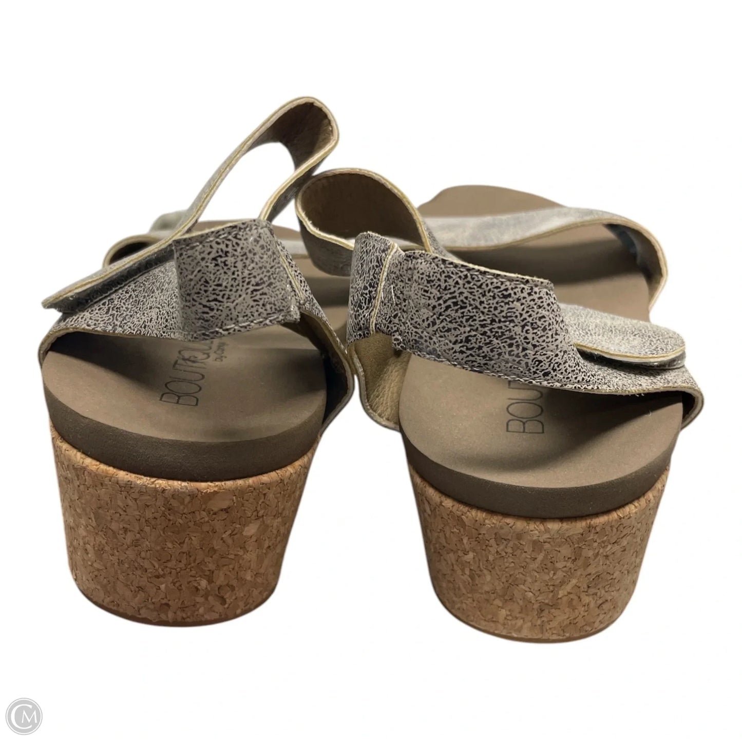 Sandals Heels Wedge By Corkys In Brown & Silver, Size: 9